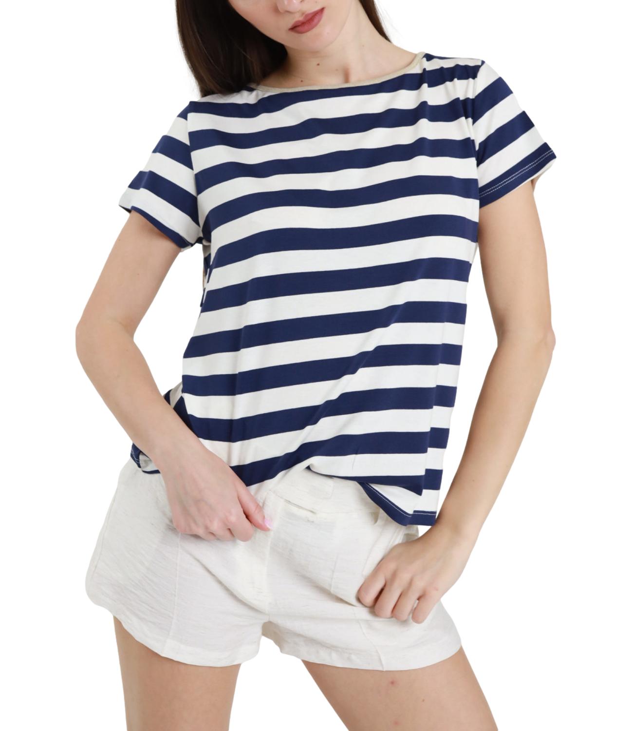 Susy Mix Maglia Riga Blu Donna