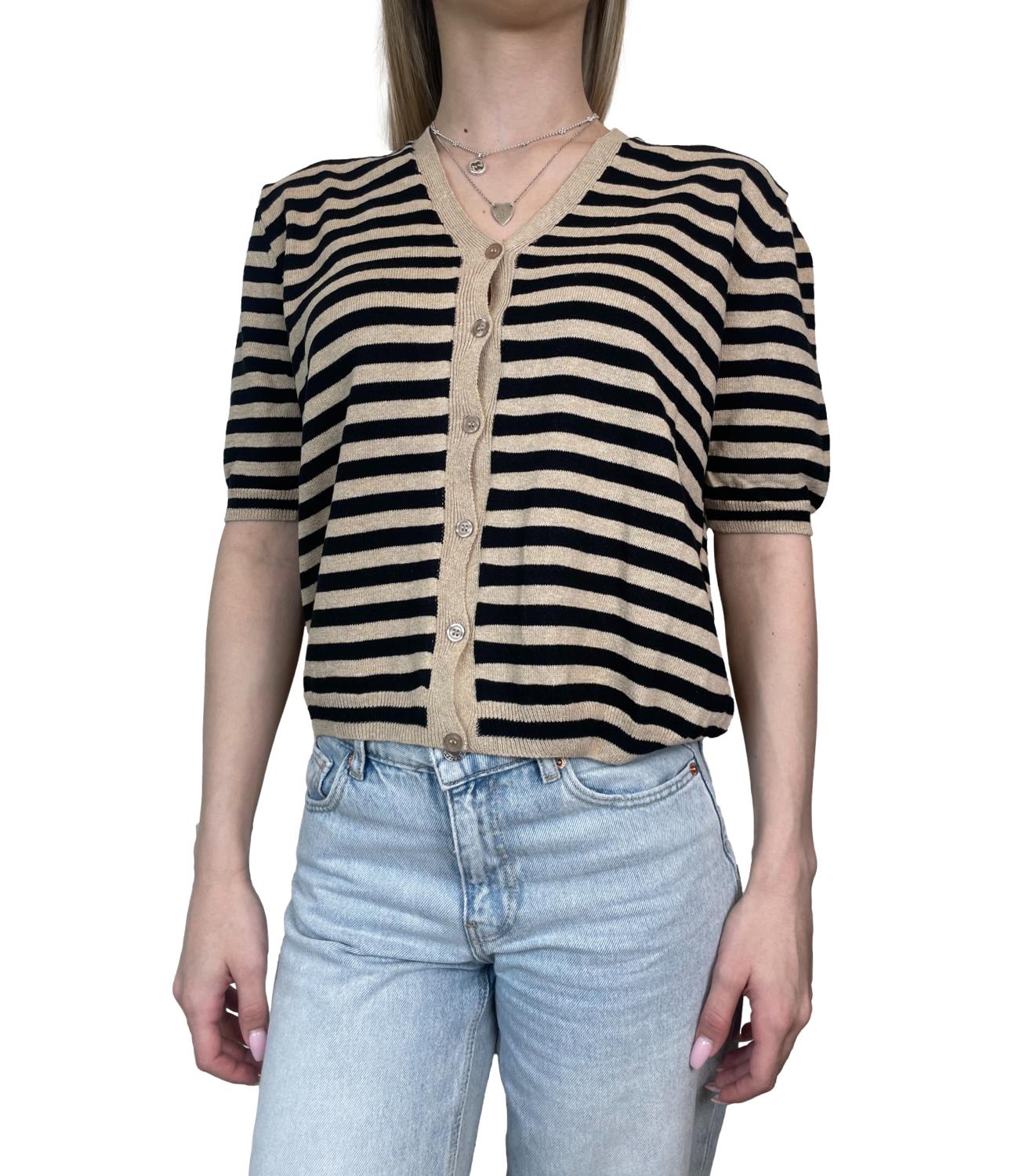 Susy Mix Cardigan Righe Corda Donna