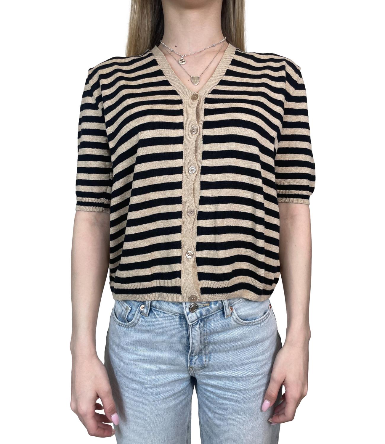 Susy Mix Cardigan Righe Corda Donna