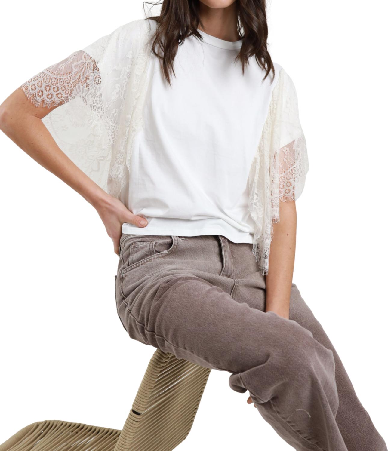 Susy Mix T-Shirt Panna da Donna