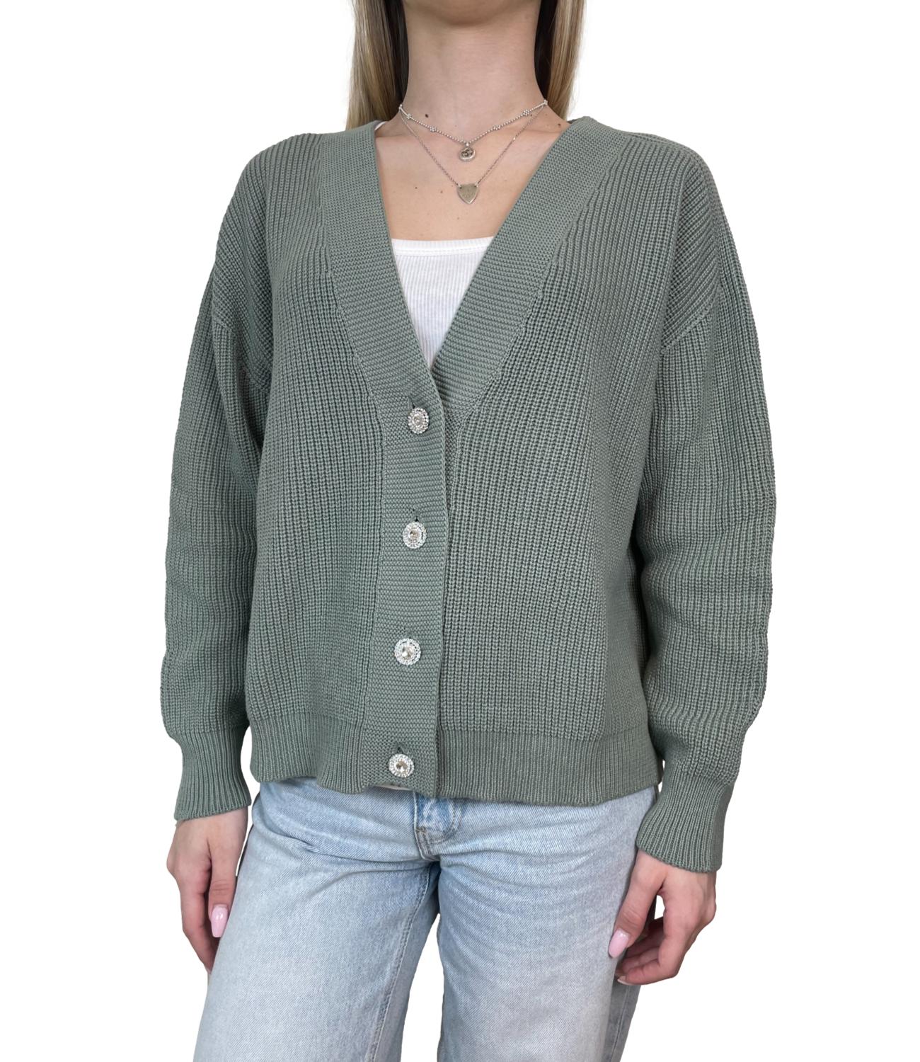 Susy Mix Cardigan Verde Militare Donna