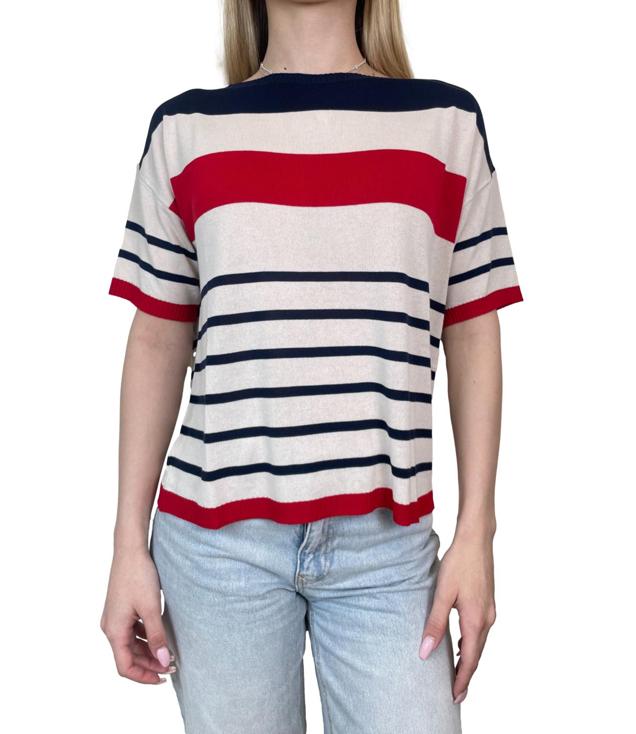 Susy Mix Maglia Riga Blu Donna