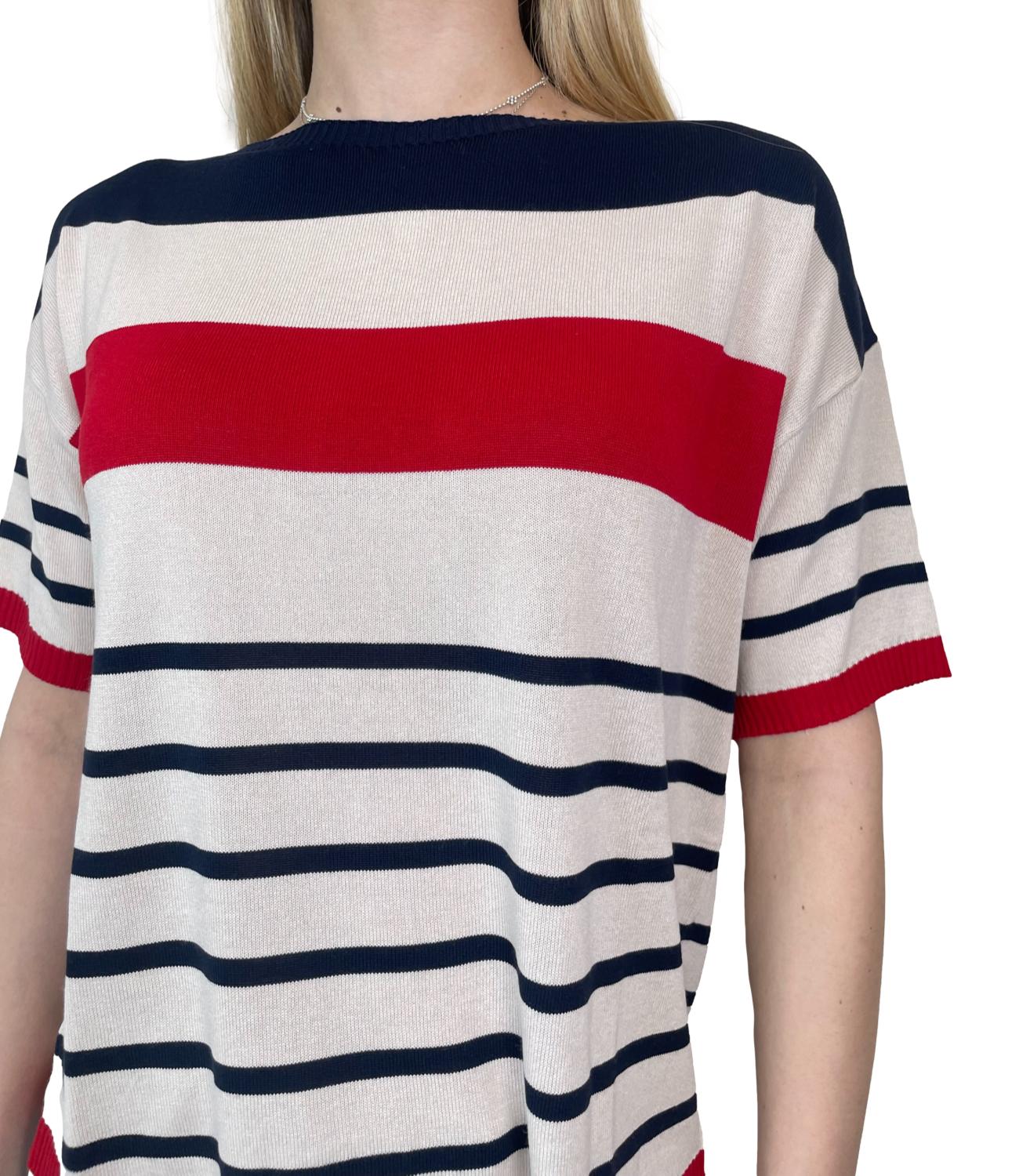 Susy Mix Maglia Riga Blu Donna
