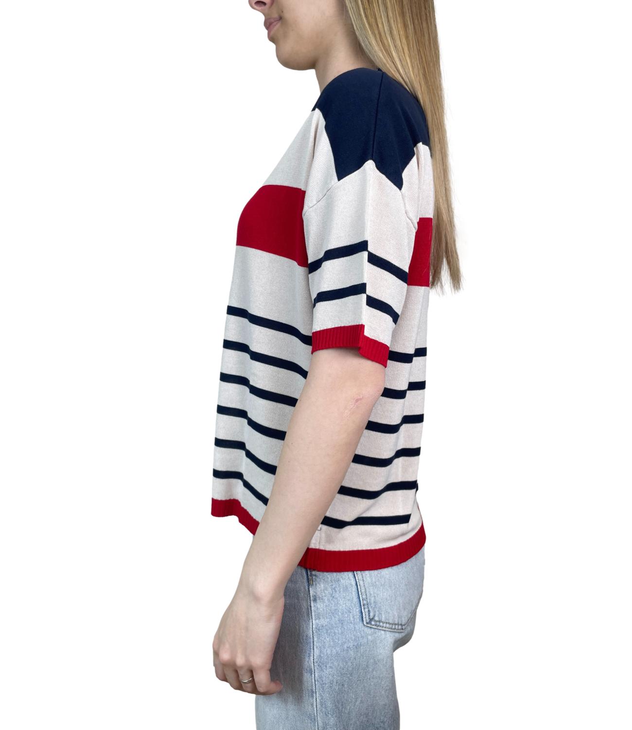 Susy Mix Maglia Riga Blu Donna
