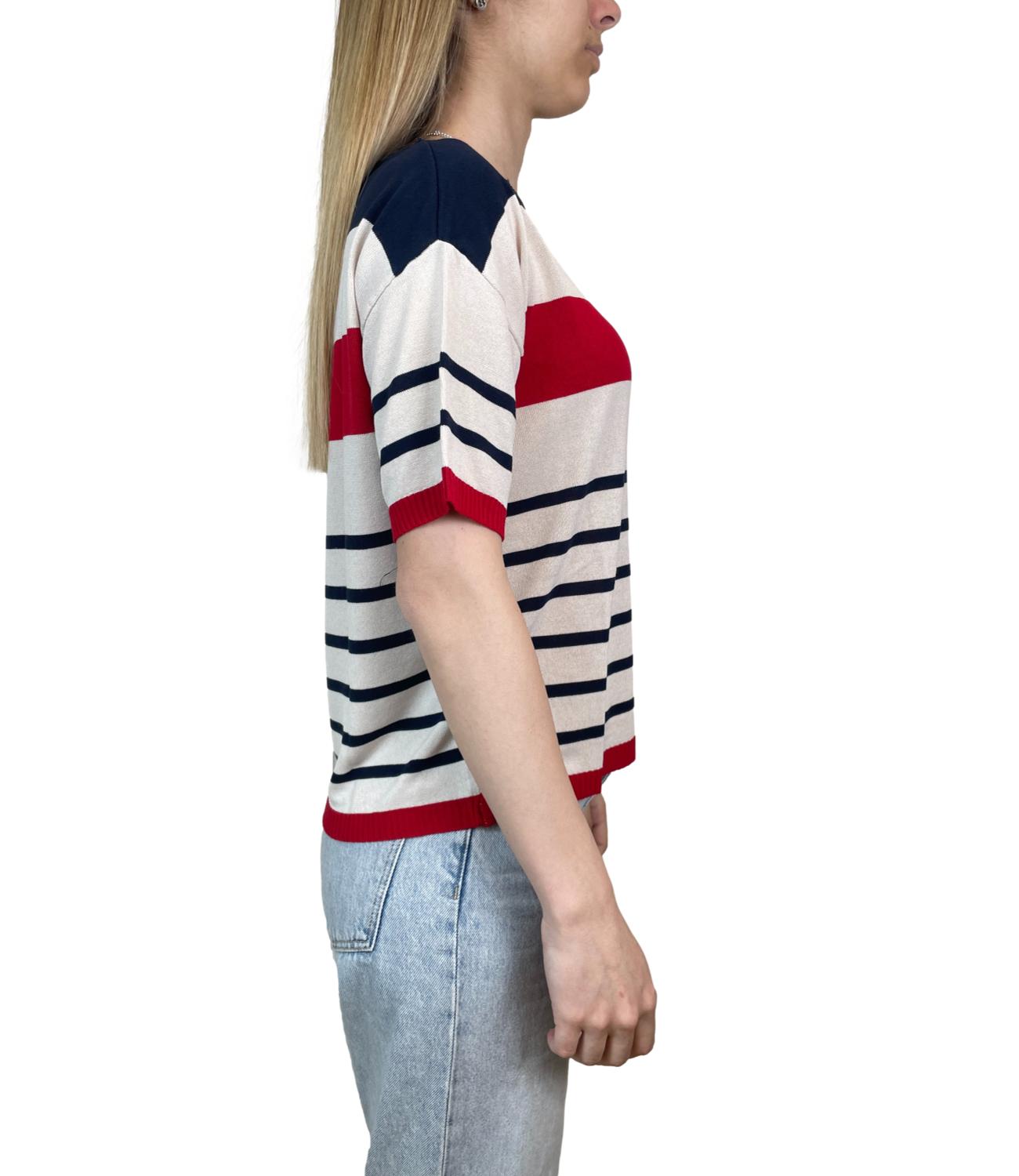 Susy Mix Maglia Riga Blu Donna