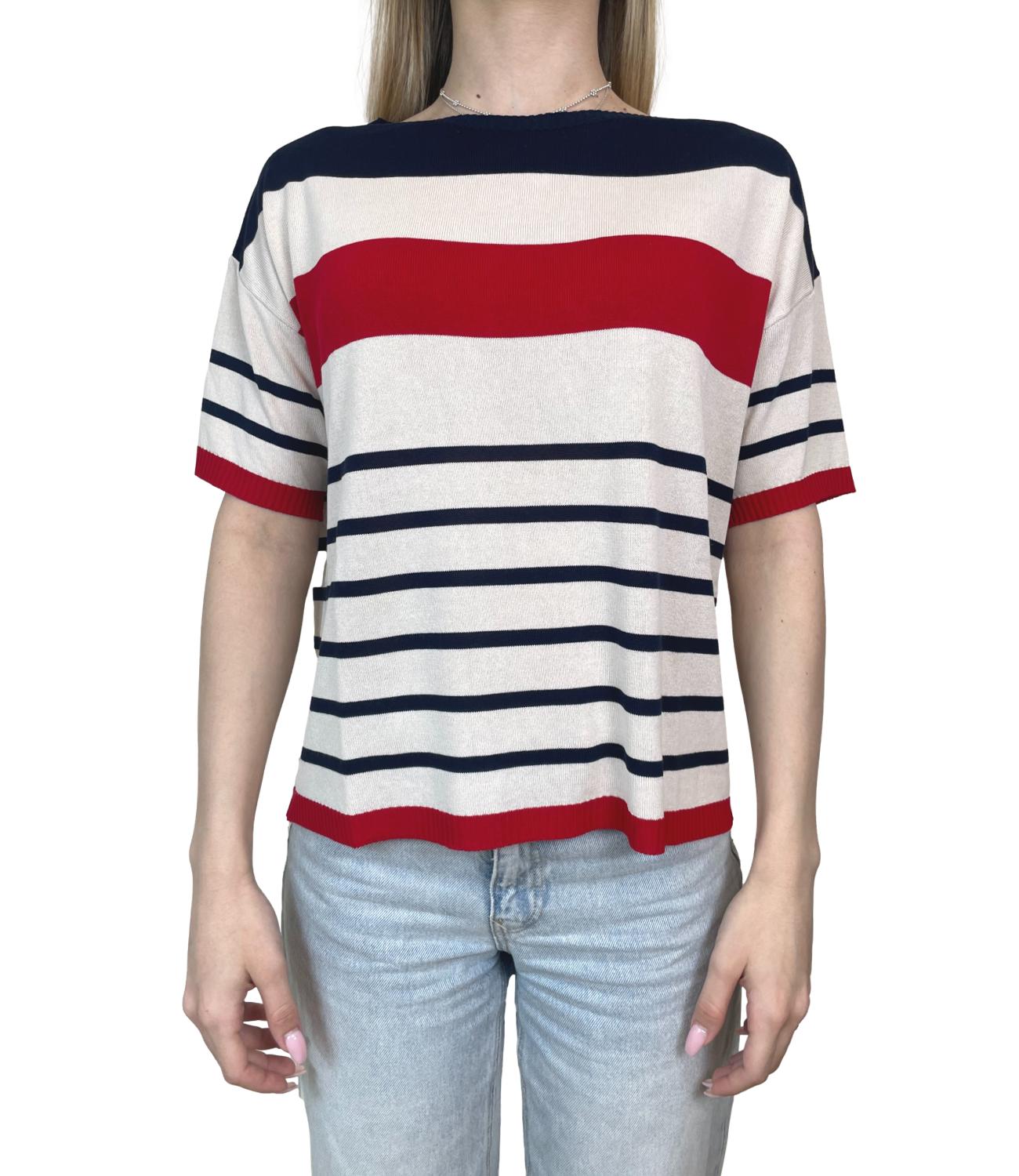 Susy Mix Maglia Riga Blu Donna