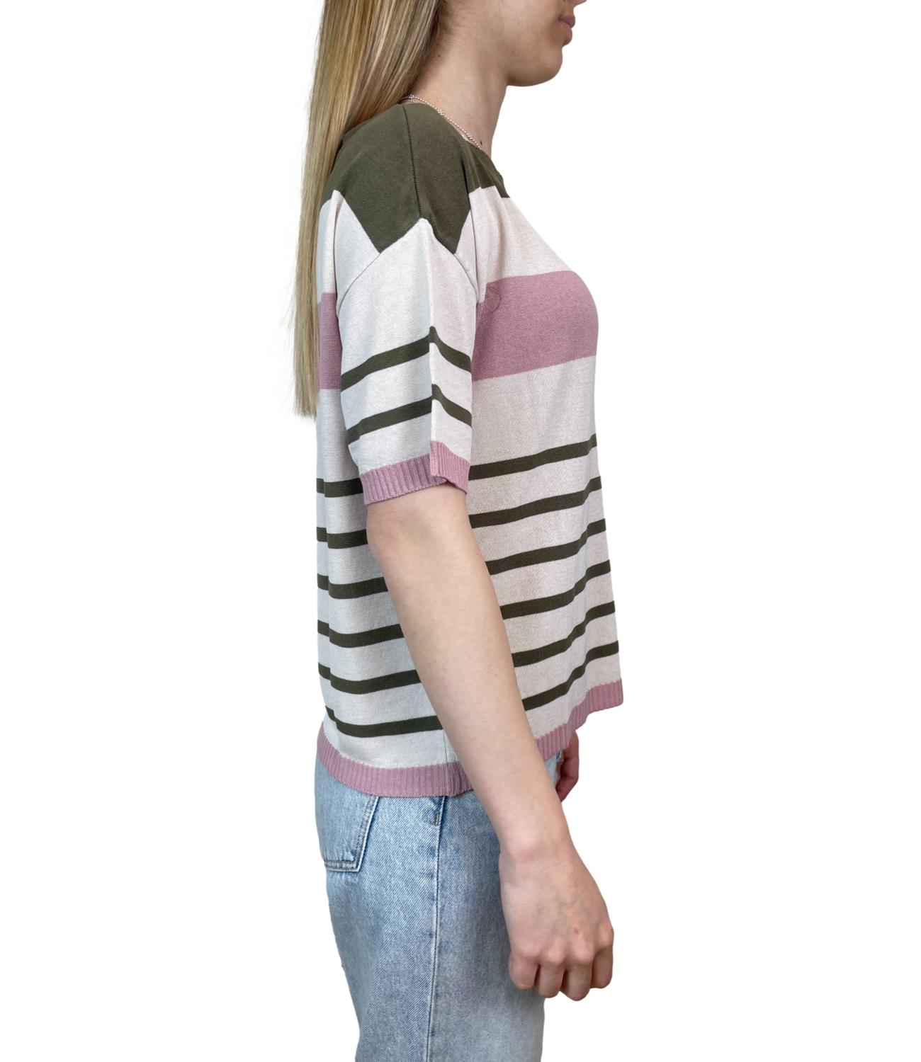 Susy Mix Maglia Riga Verde Militare Donna