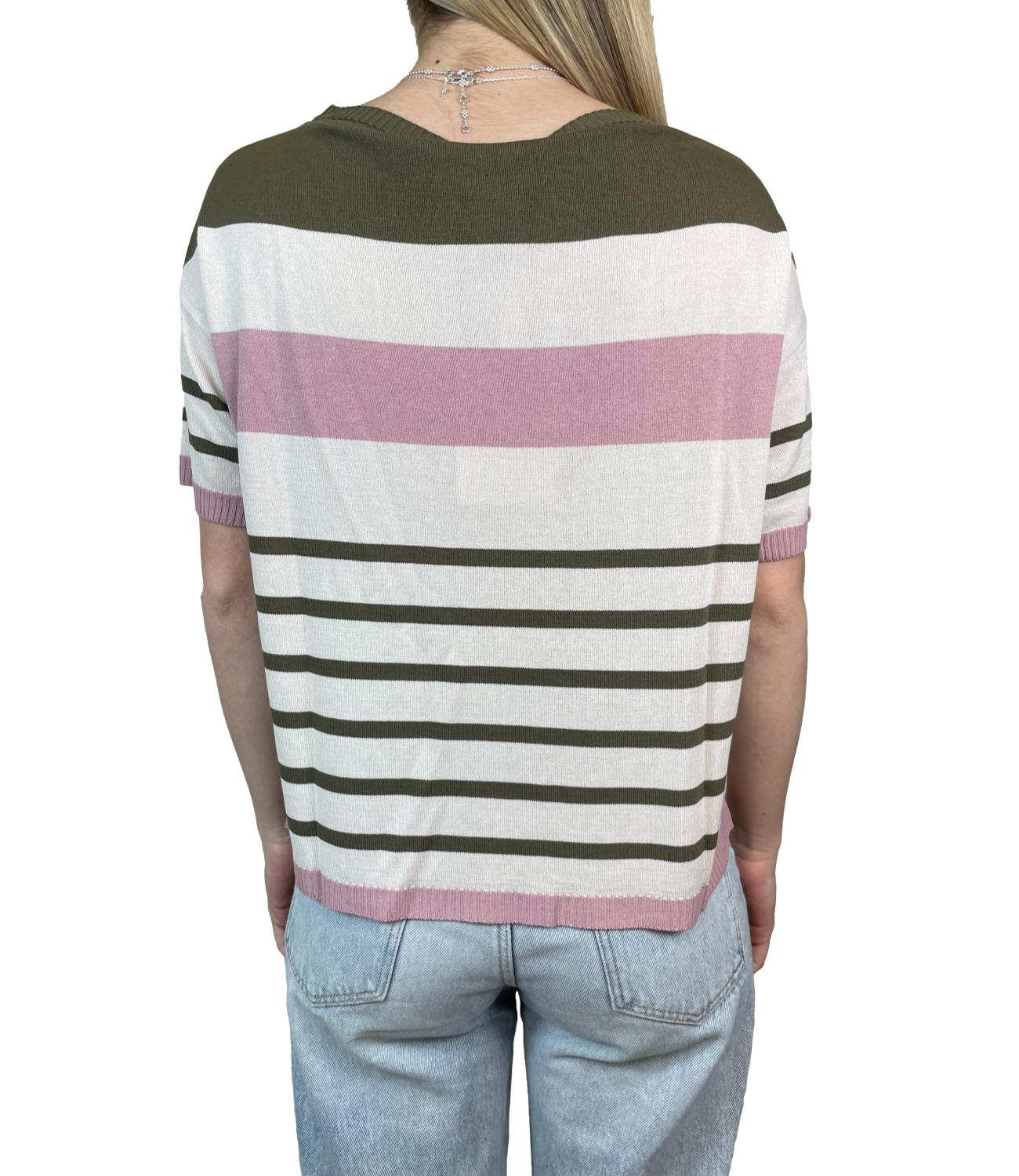 Susy Mix Maglia Riga Verde Militare Donna
