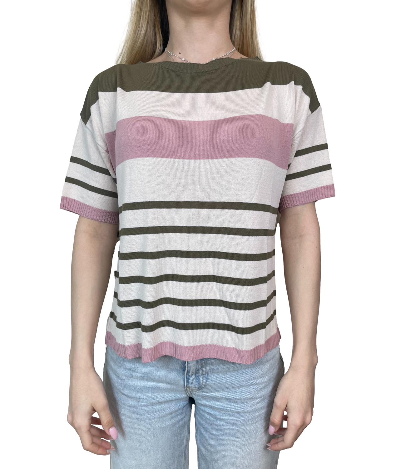 Susy Mix Maglia Riga Verde Militare Donna