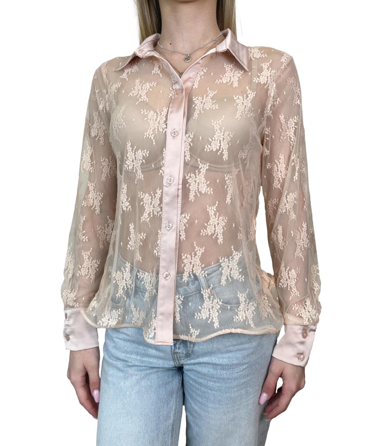 Susy Mix Camicia Pizzo Rosa Donna