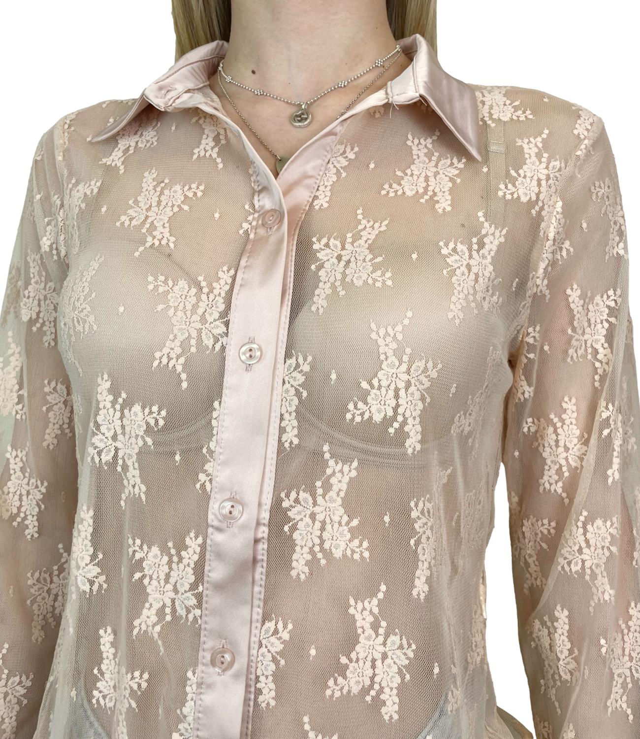 Susy Mix Camicia Pizzo Rosa Donna