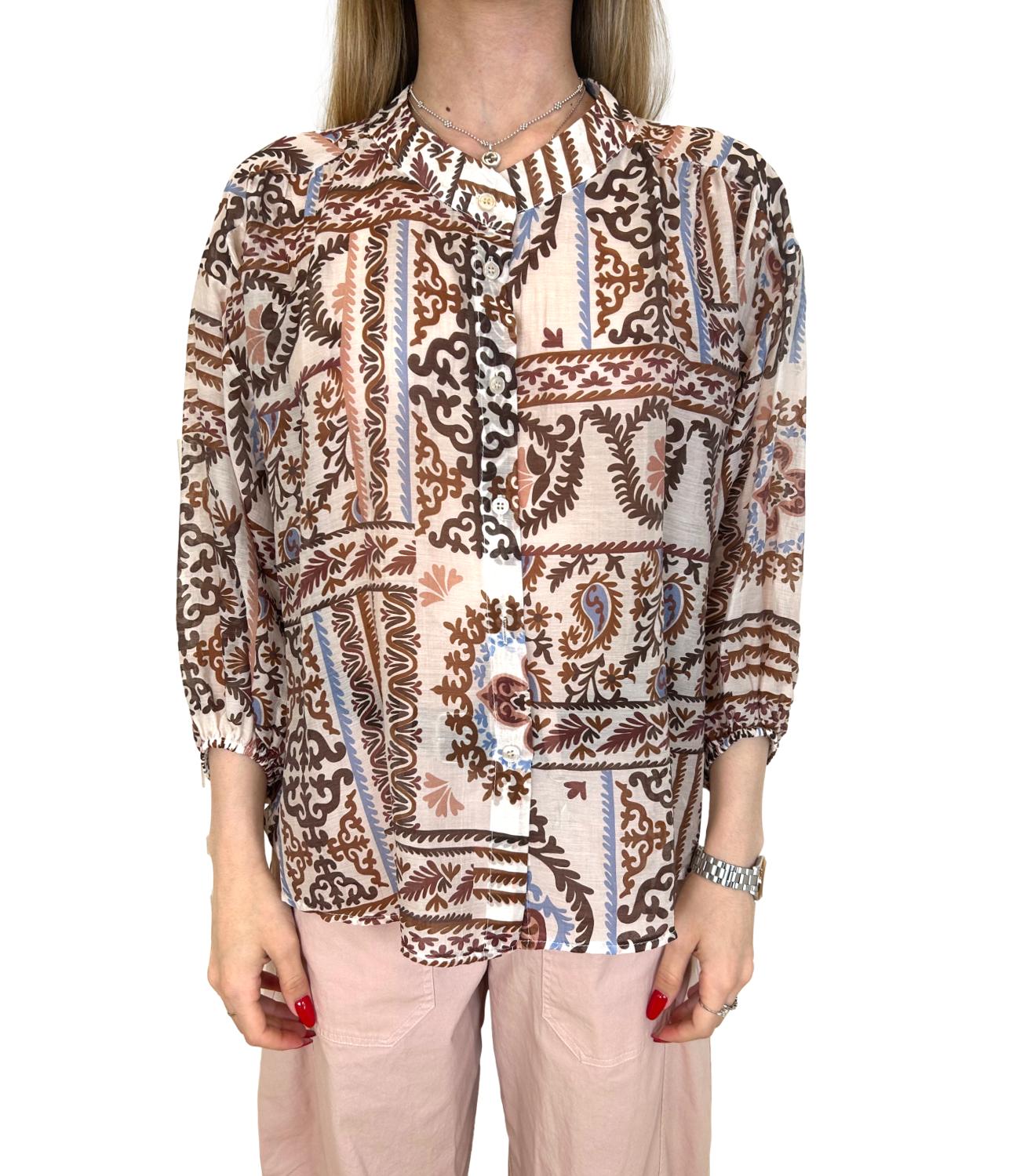 Susy Mix Camicia Fantasia Marrone Donna