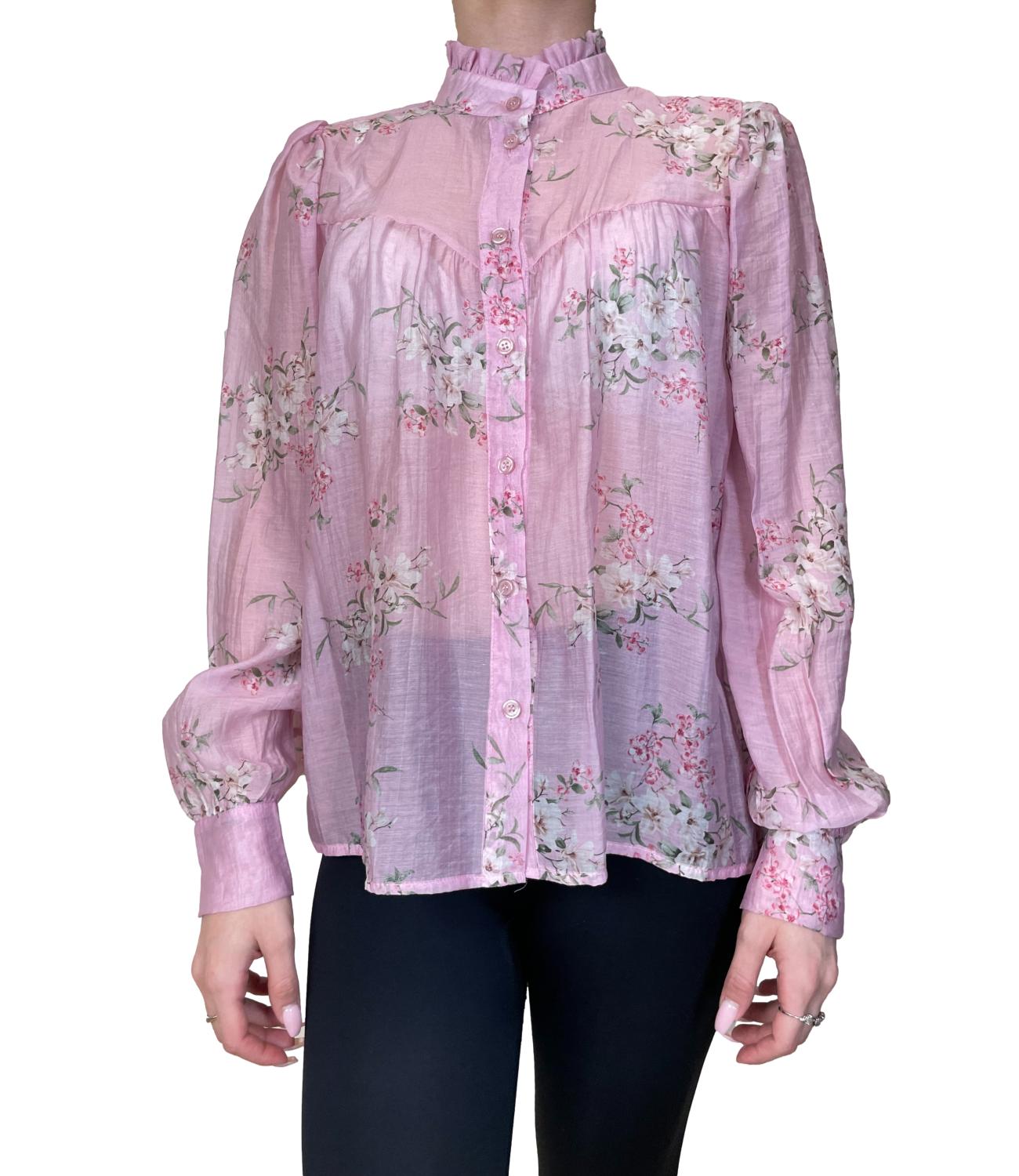 Susy Mix Camicia Rosa Cipria Floreale Donna