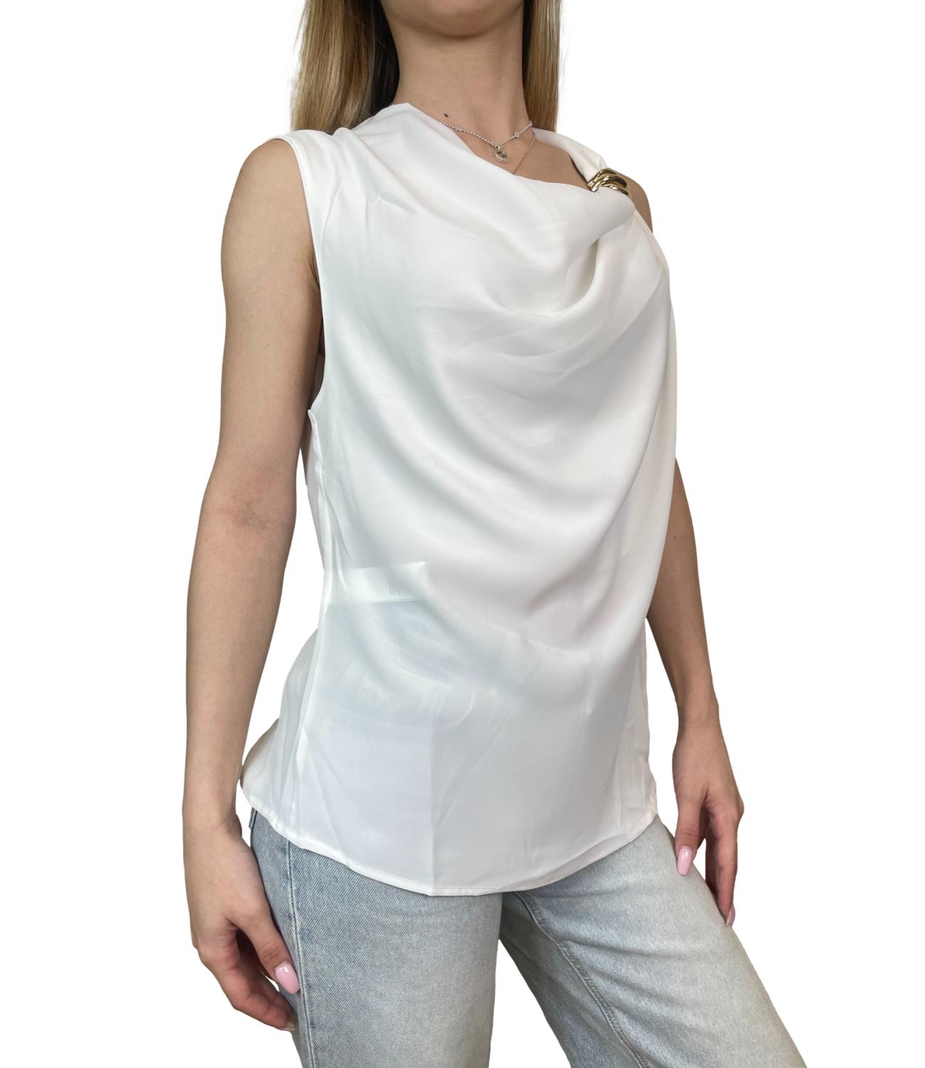 Susy Mix Camicia Smanicata Panna Donna