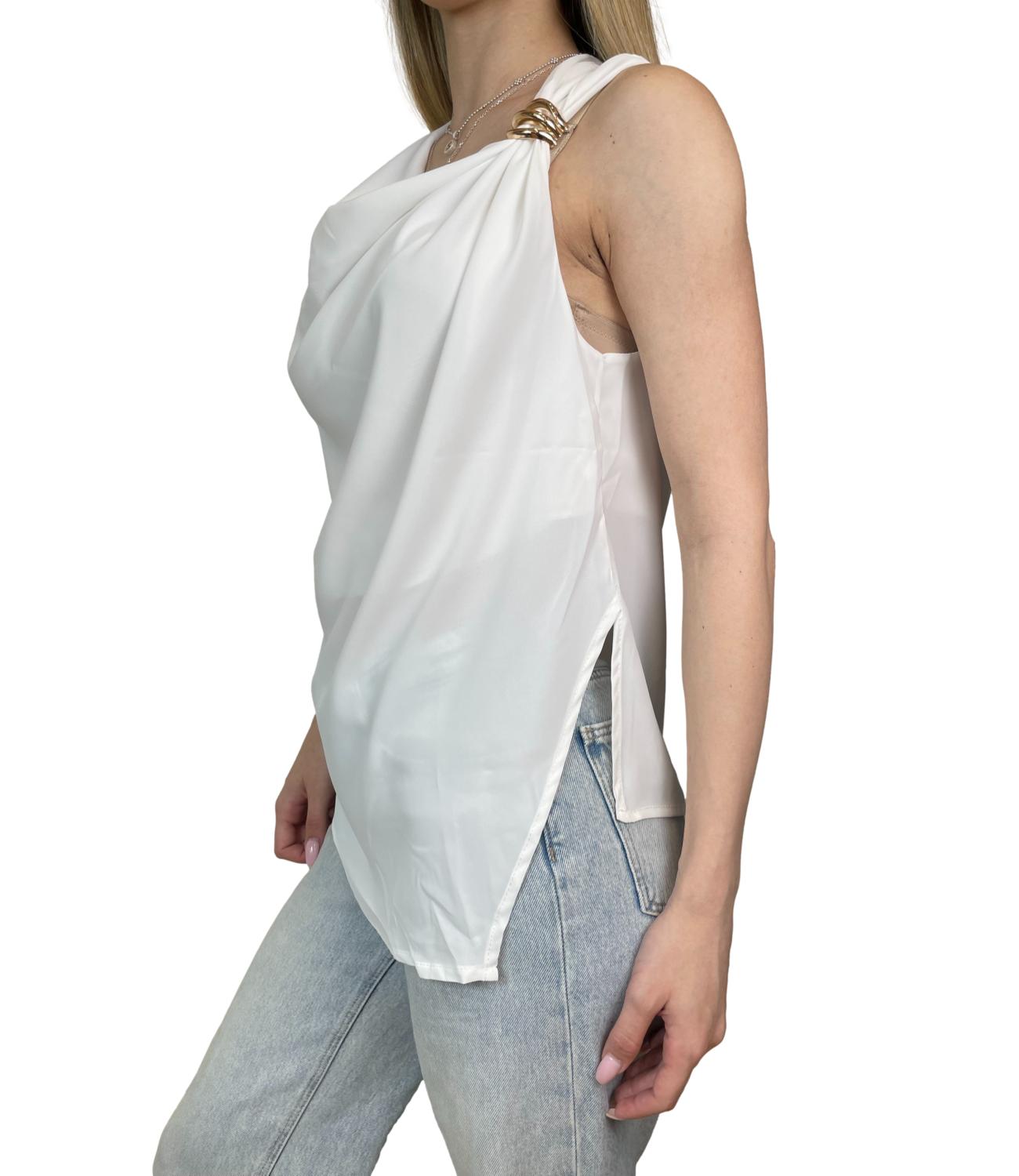 Susy Mix Camicia Smanicata Panna Donna