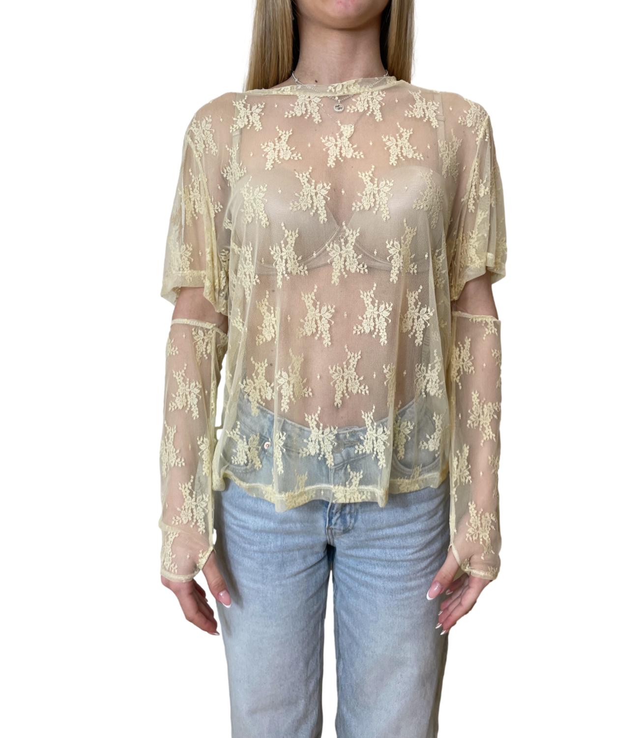 Susy Mix T-shirt Pizzo Giallo Donna