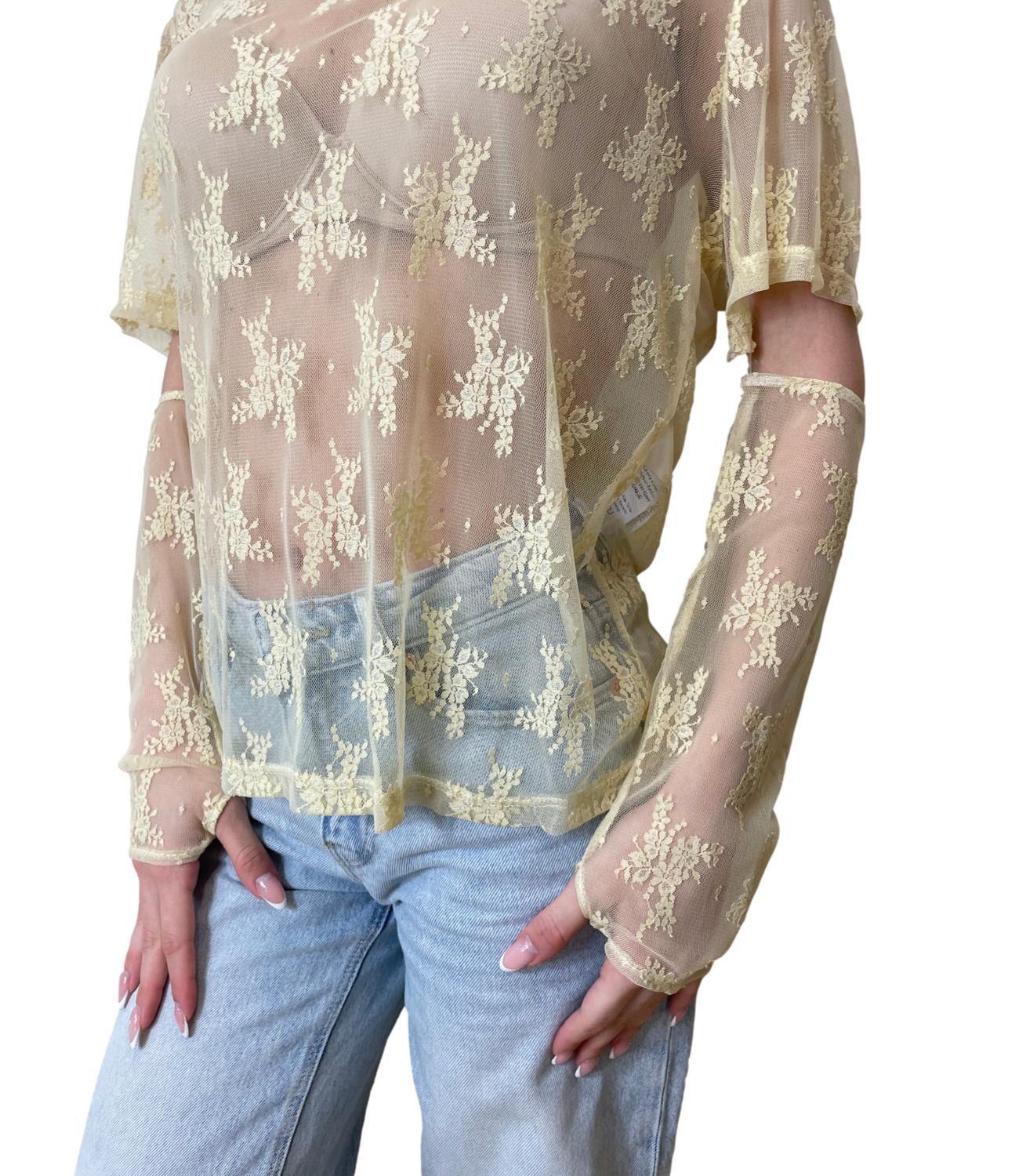 Susy Mix T-shirt Pizzo Giallo Donna
