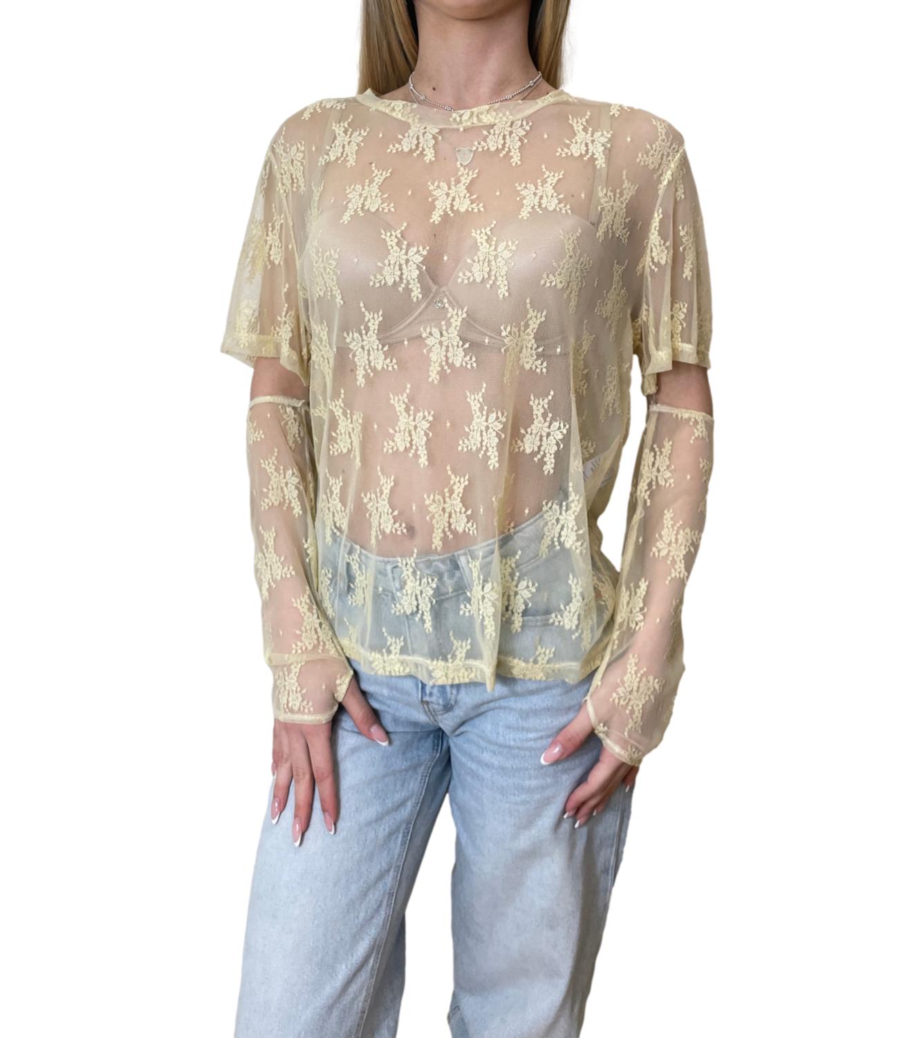 Susy Mix T-shirt Pizzo Giallo Donna
