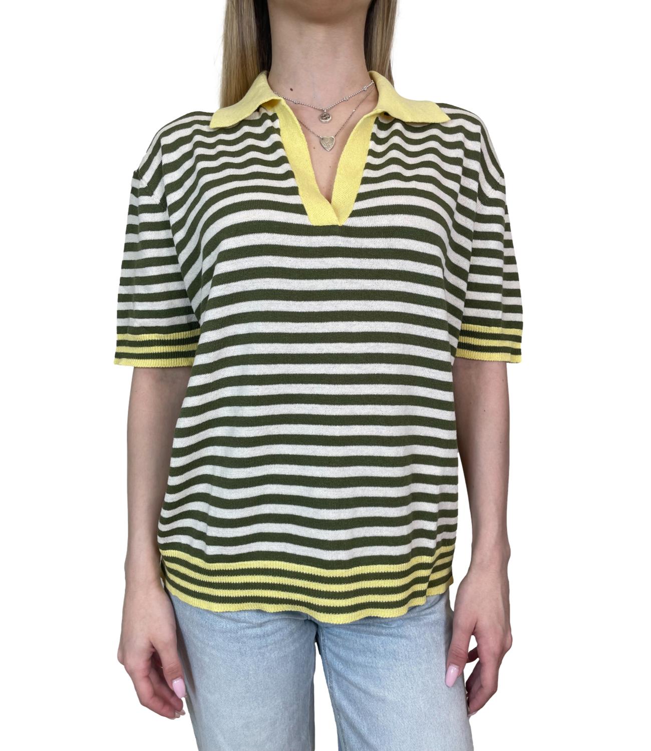 Susy Mix Polo Riga Giallo Donna