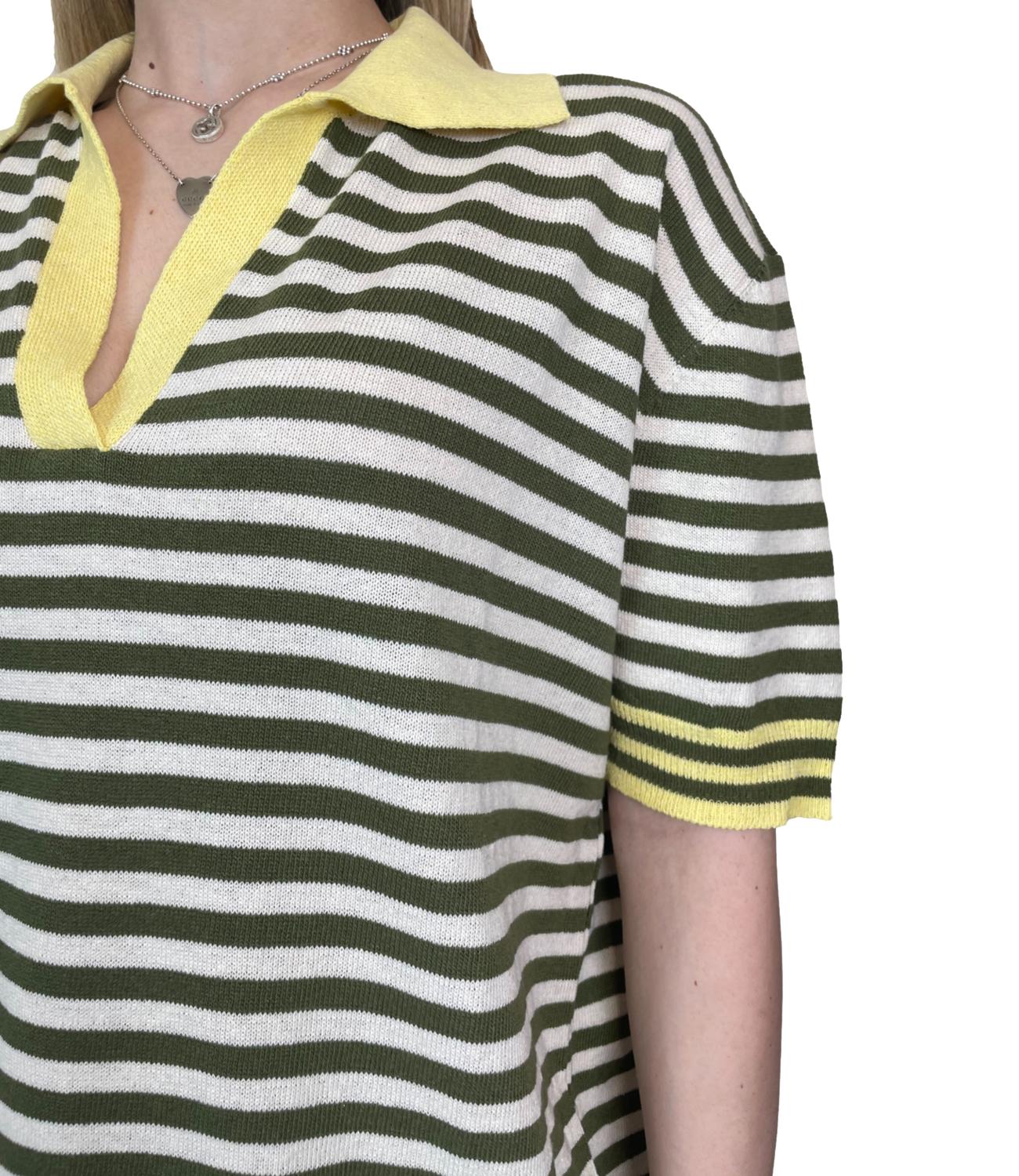 Susy Mix Polo Riga Giallo Donna