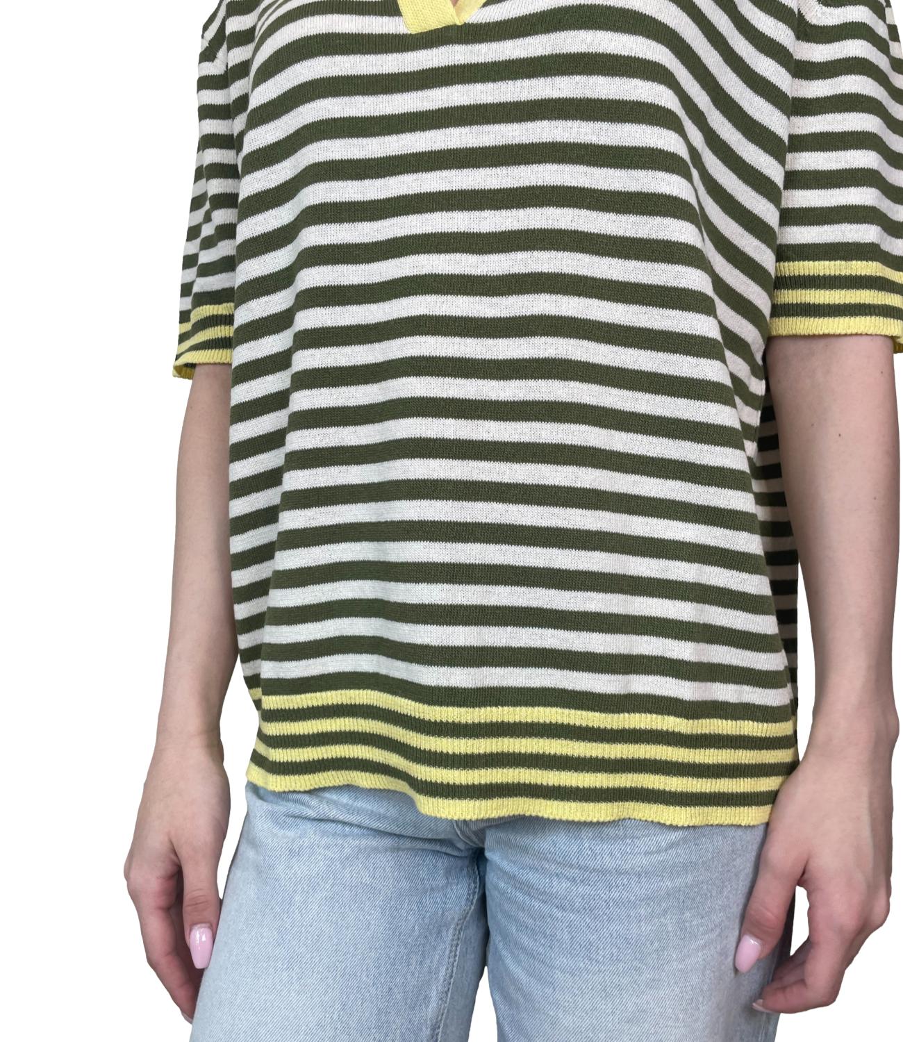 Susy Mix Polo Riga Giallo Donna
