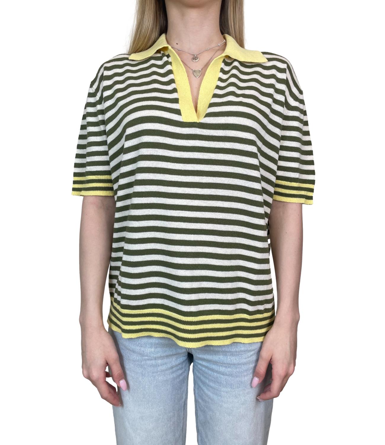 Susy Mix Polo Riga Giallo Donna