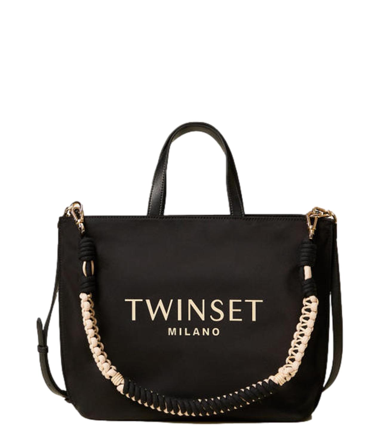 TWIN SET borsa Tote In Tessuto nera donna