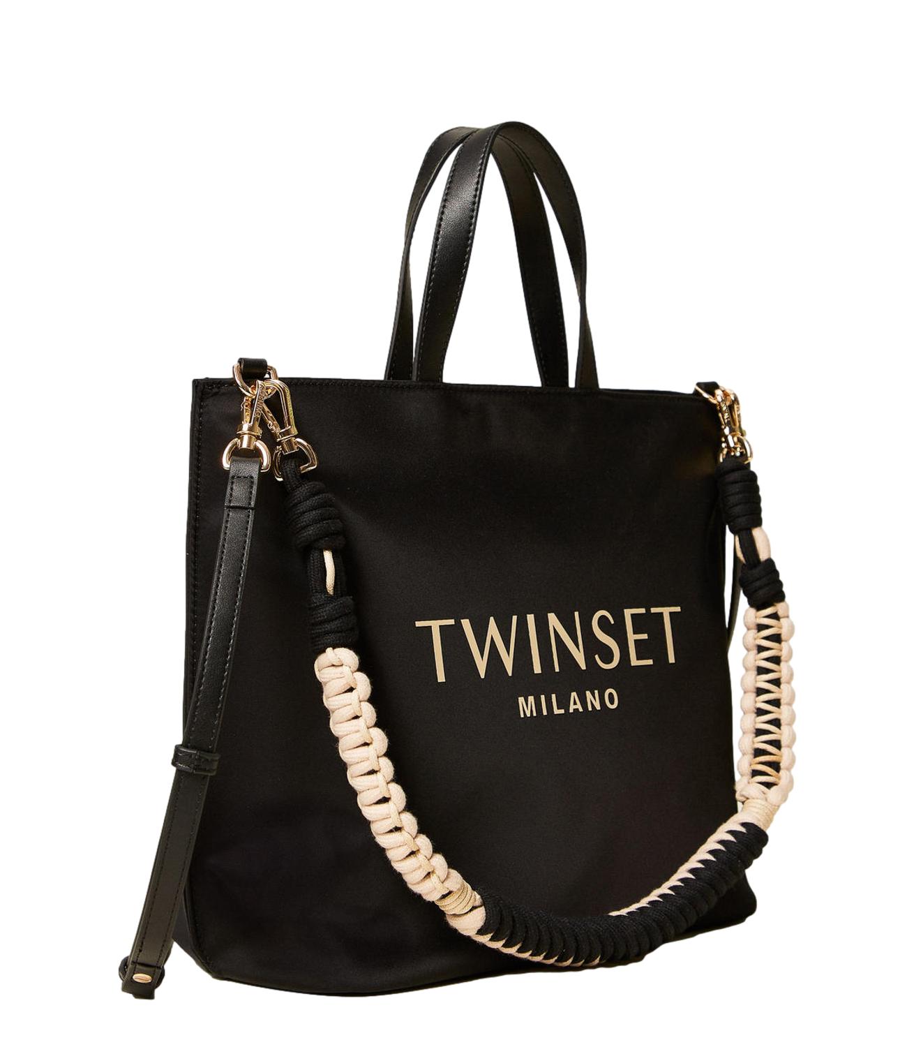 TWIN SET borsa Tote In Tessuto nera donna