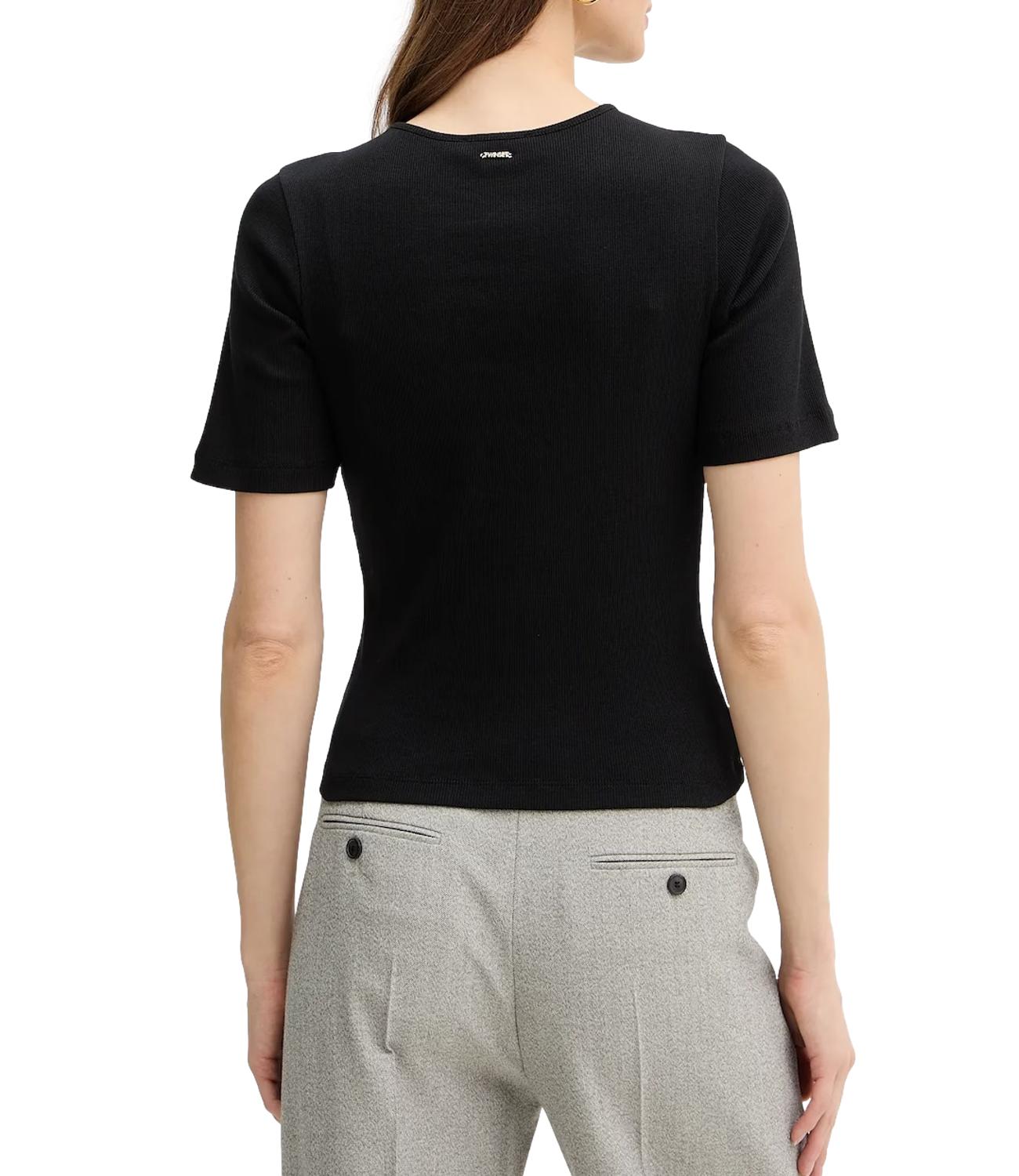 Twinset T-Shirt In Costina Con Ricamo Intarsio Donna
