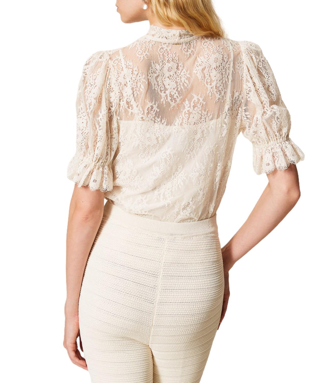 TWIN SET Camicia Maniche 3/4 In Pizzo madreperla donna