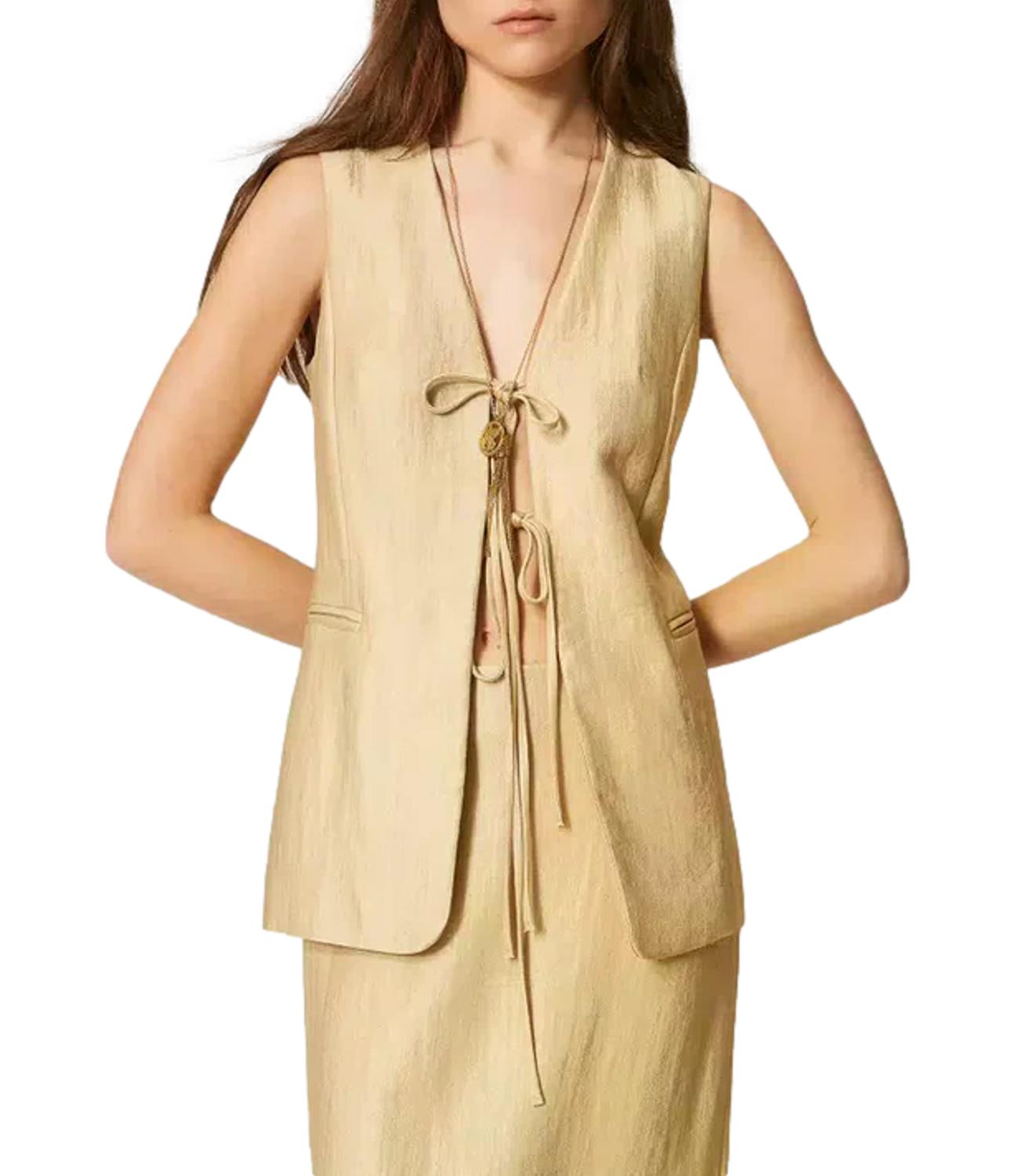 Twin Set Gilet Golden Beige da Donna