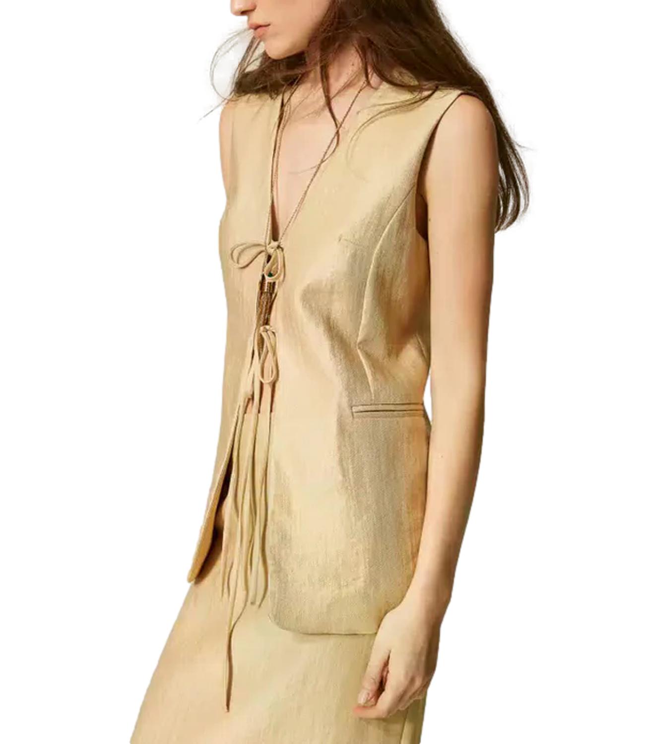 Twin Set Gilet Golden Beige da Donna