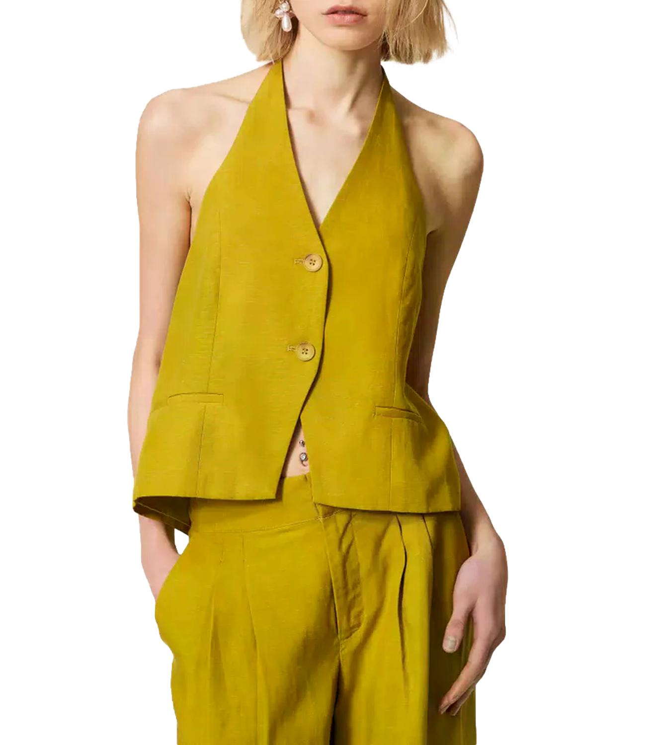 Twin Set Gilet Verde Avocado Oil da Donna