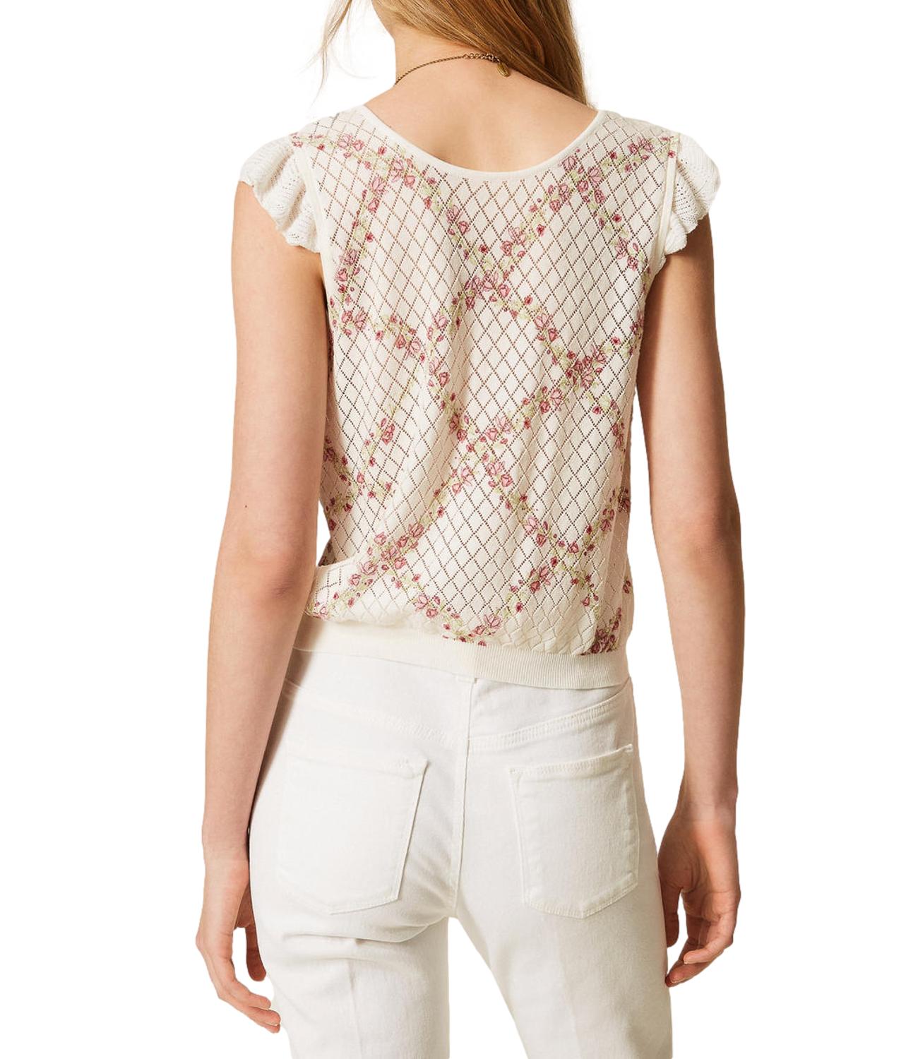 TWIN SET Top panna Stampa Delicate Geometries Pastel donna