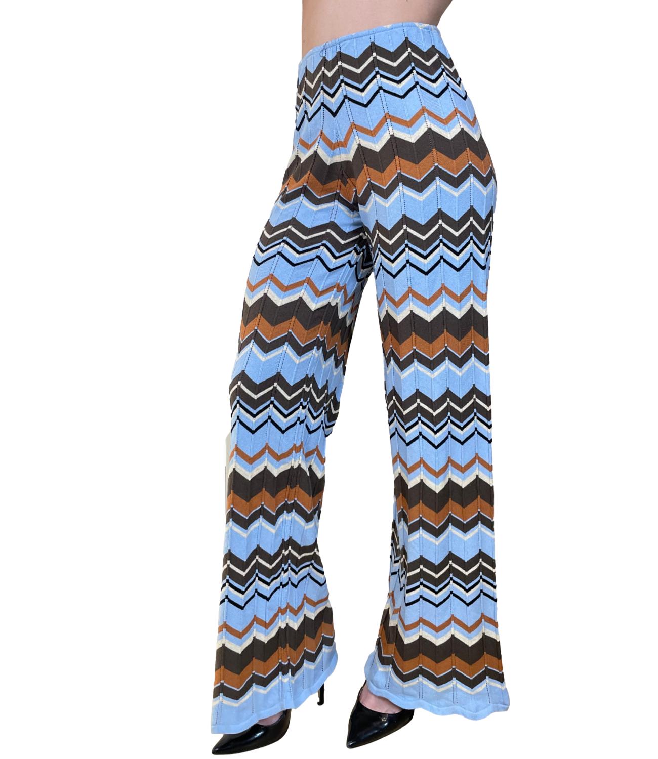 Vicolo Pantalone Fantasia Celeste Donna