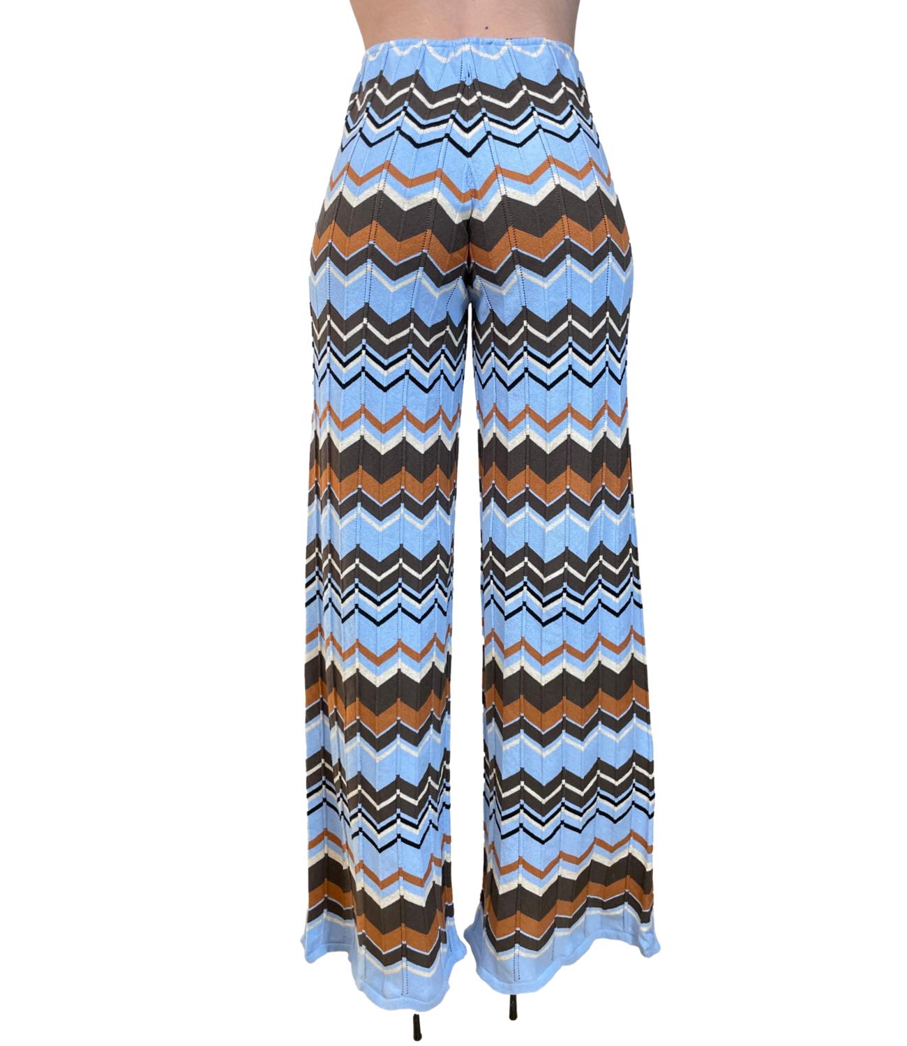 Vicolo Pantalone Fantasia Celeste Donna