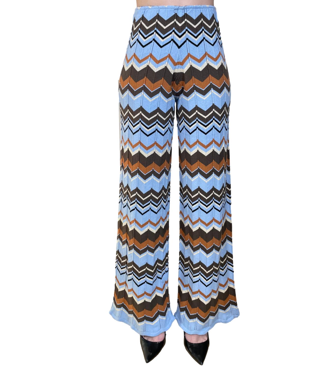 Vicolo Pantalone Fantasia Celeste Donna