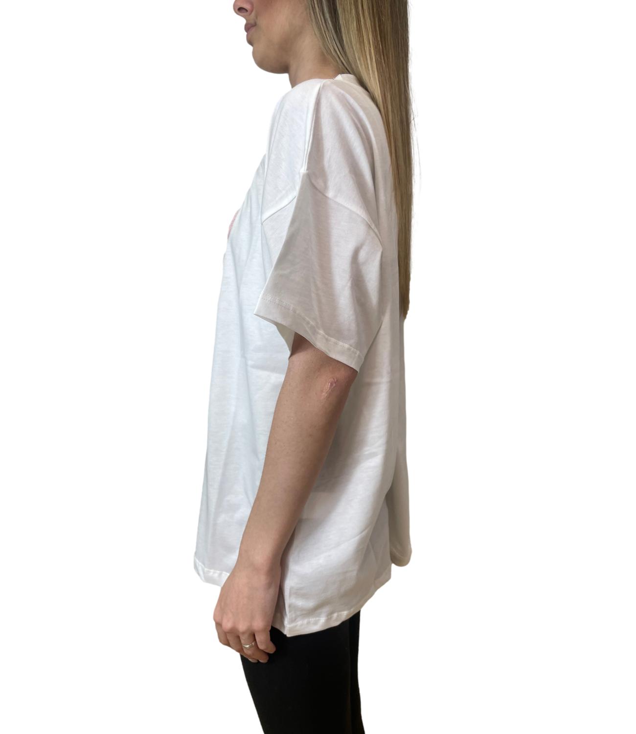 Vicolo T-shirt Logo Giallo Rosa Donna