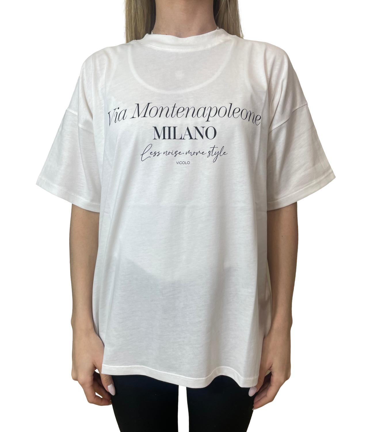 Vicolo T-shirt Stampa Bianco Donna