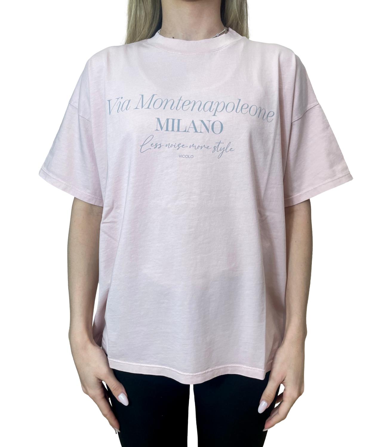 Vicolo T-shirt Stampa Rosa Donna