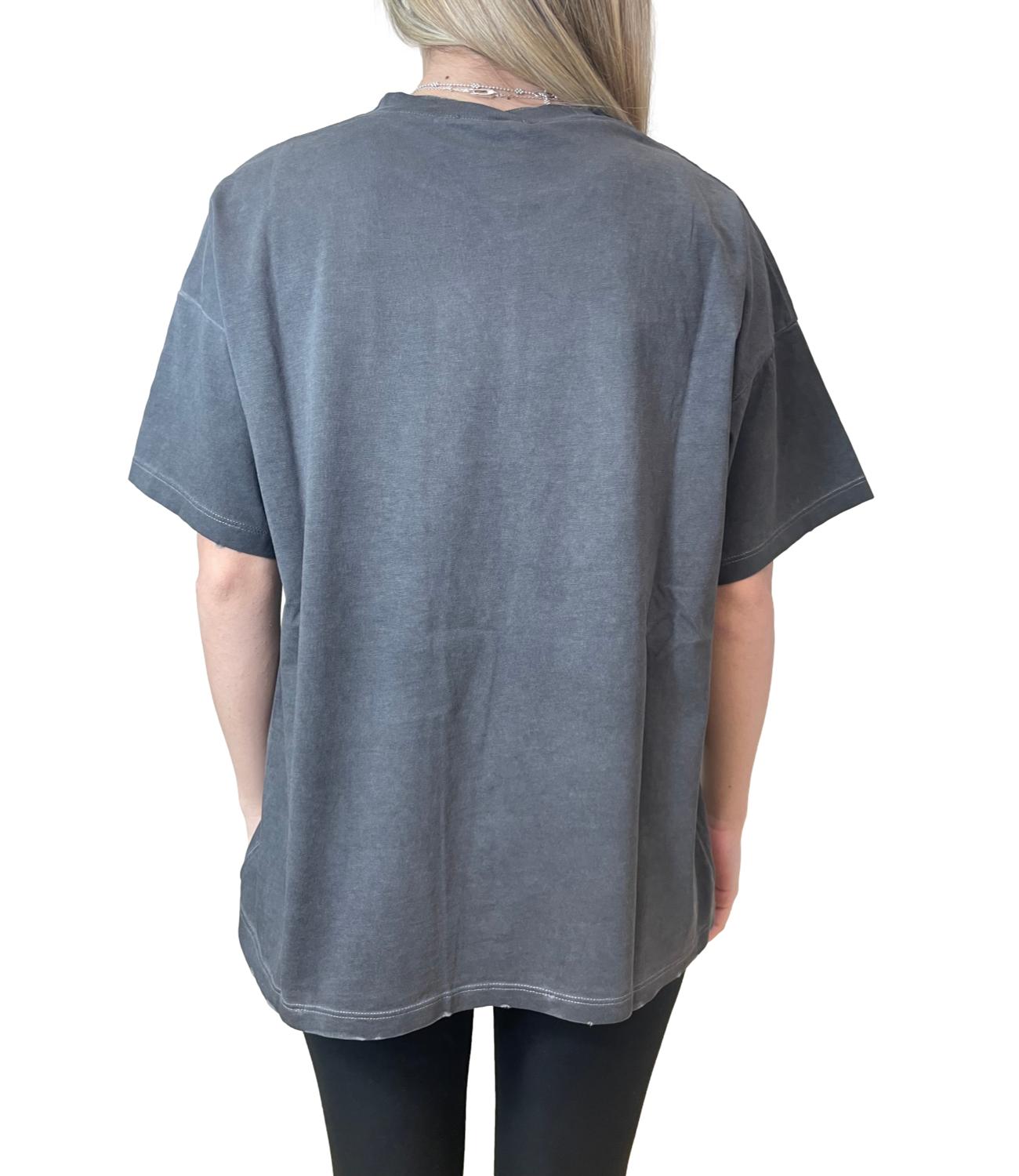 Vicolo T-Shirt Fiori Nera Donna