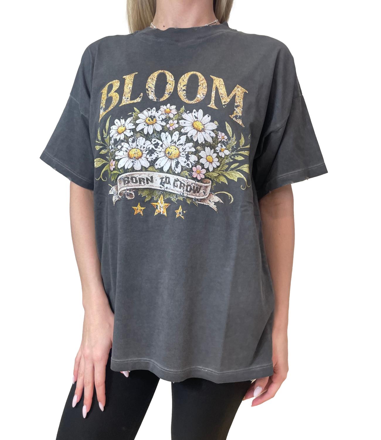 Vicolo T-Shirt Fiori Nera Donna