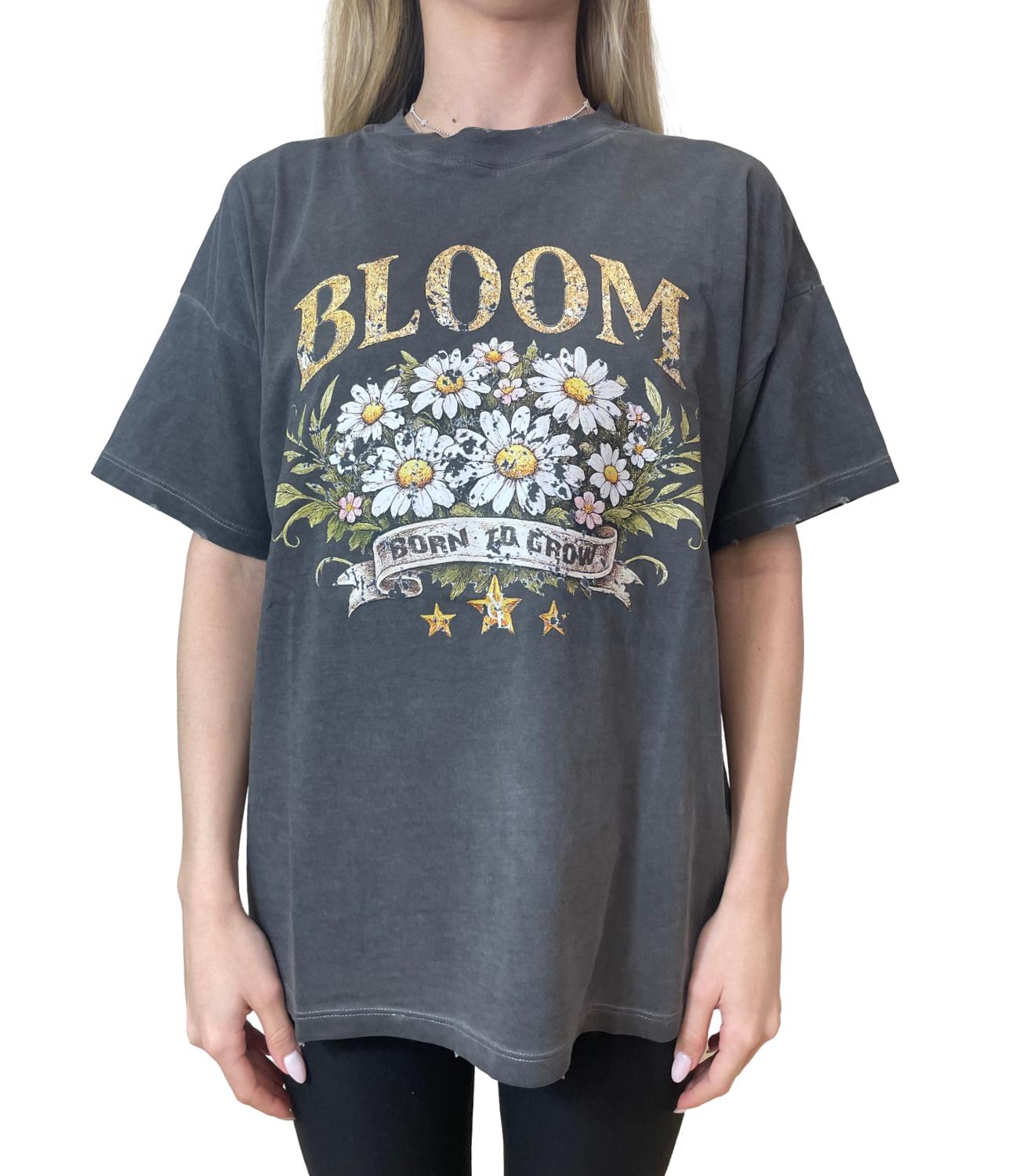 Vicolo T-Shirt Fiori Nera Donna