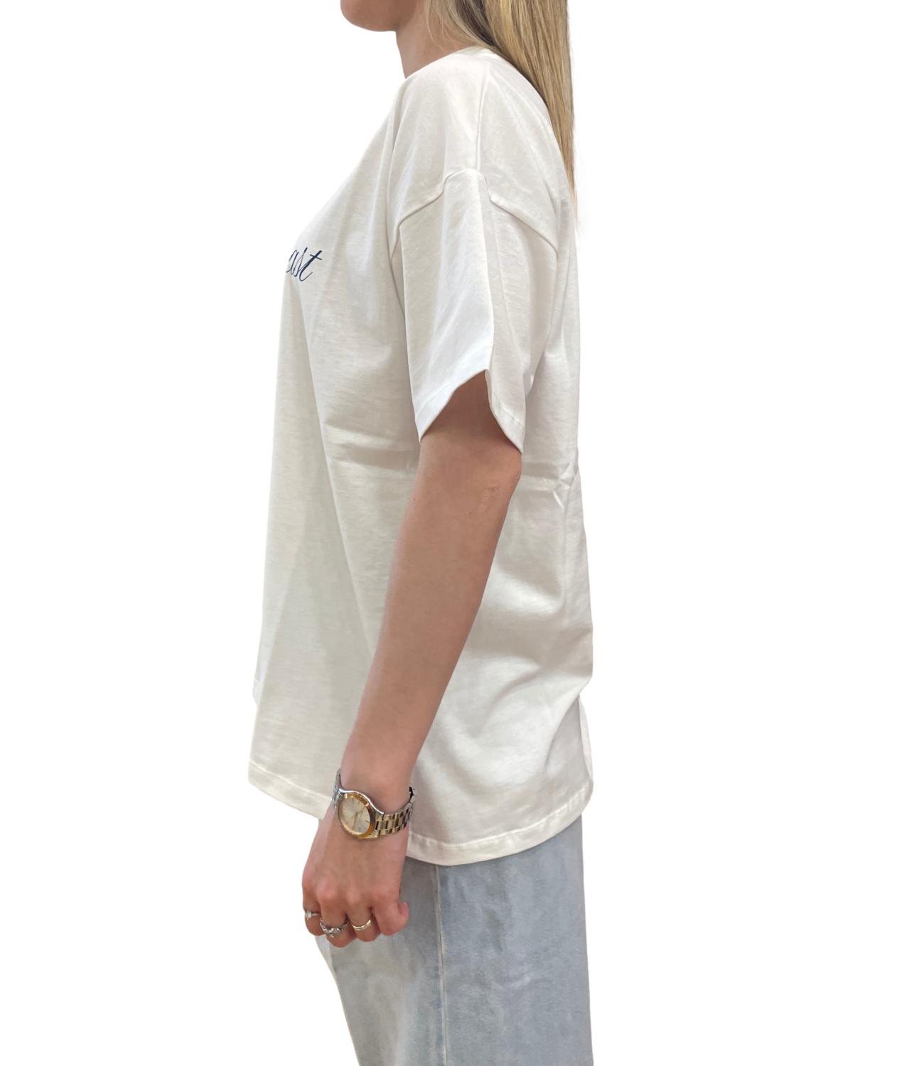 Vicolo T-shirt Bianca Stampa Blu Donna