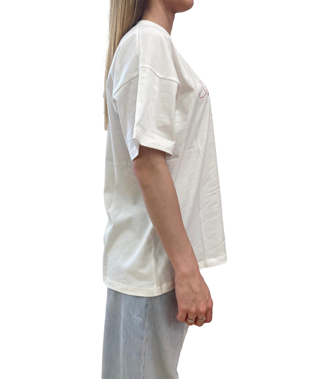 Vicolo T-shirt Bianca Stampa Rossa Donna