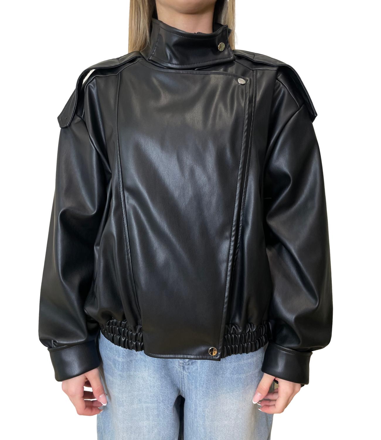 Vicolo Giacca Pelle Nero Donna