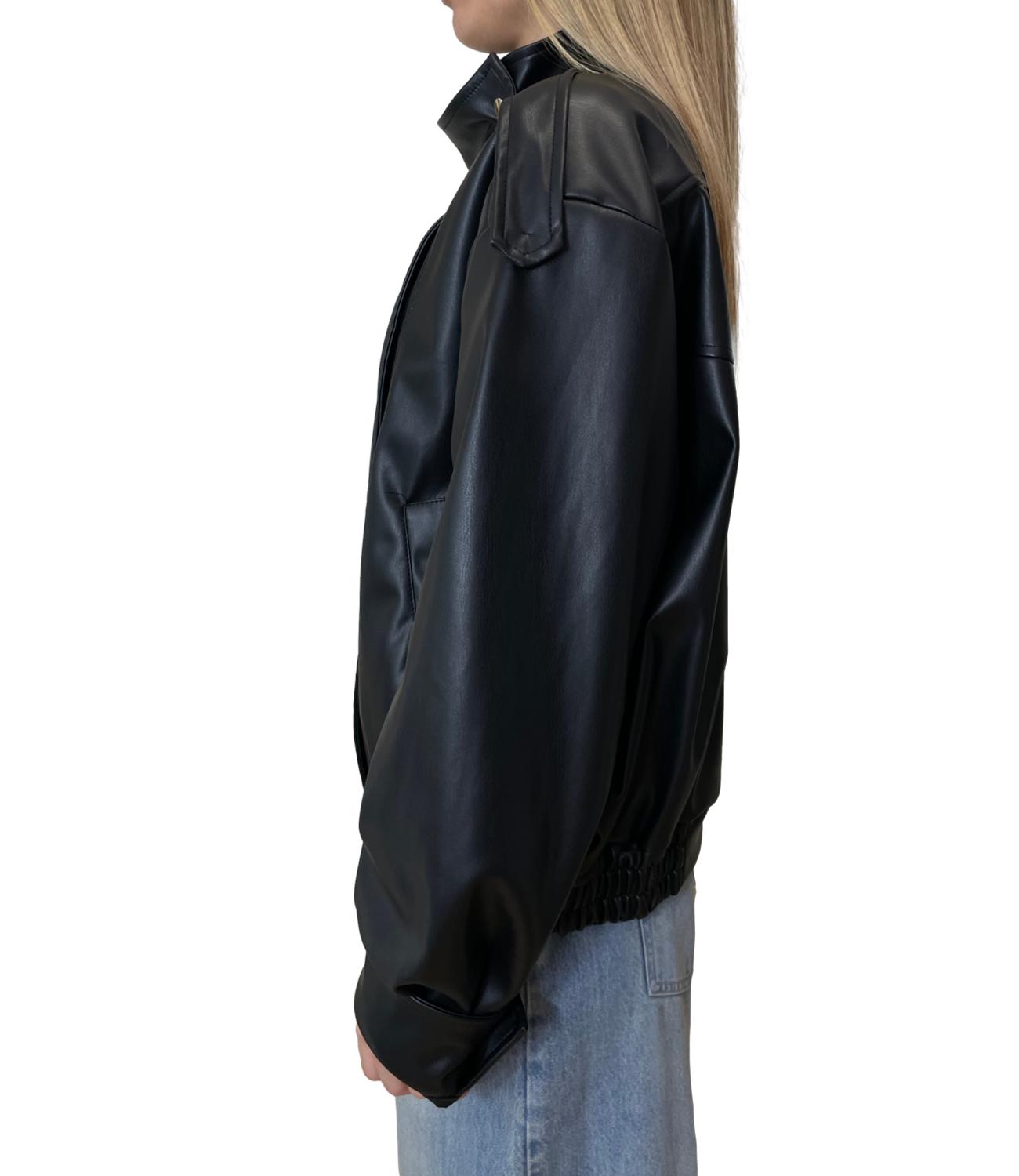 Vicolo Giacca Pelle Nero Donna