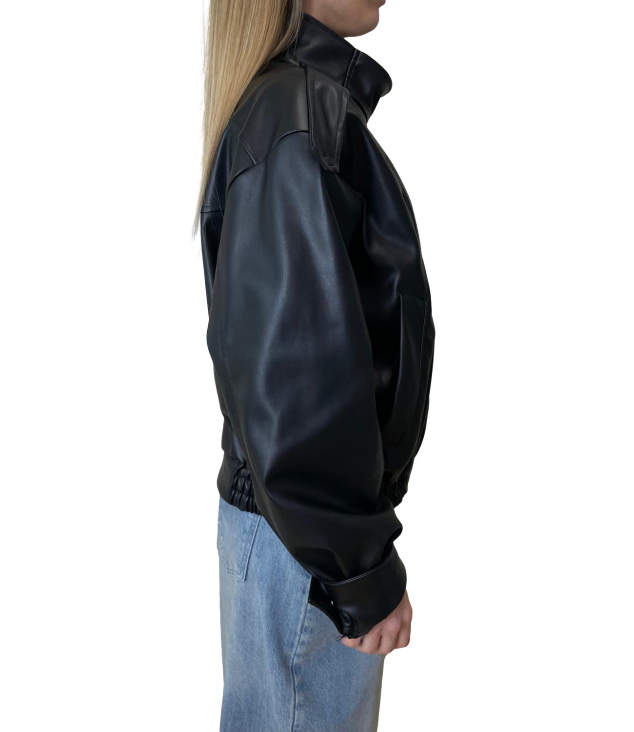 Vicolo Giacca Pelle Nero Donna