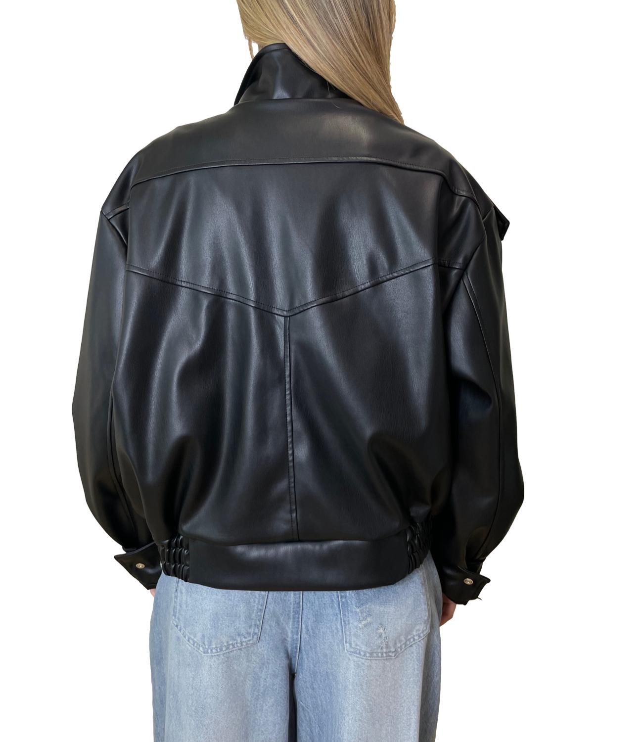 Vicolo Giacca Pelle Nero Donna