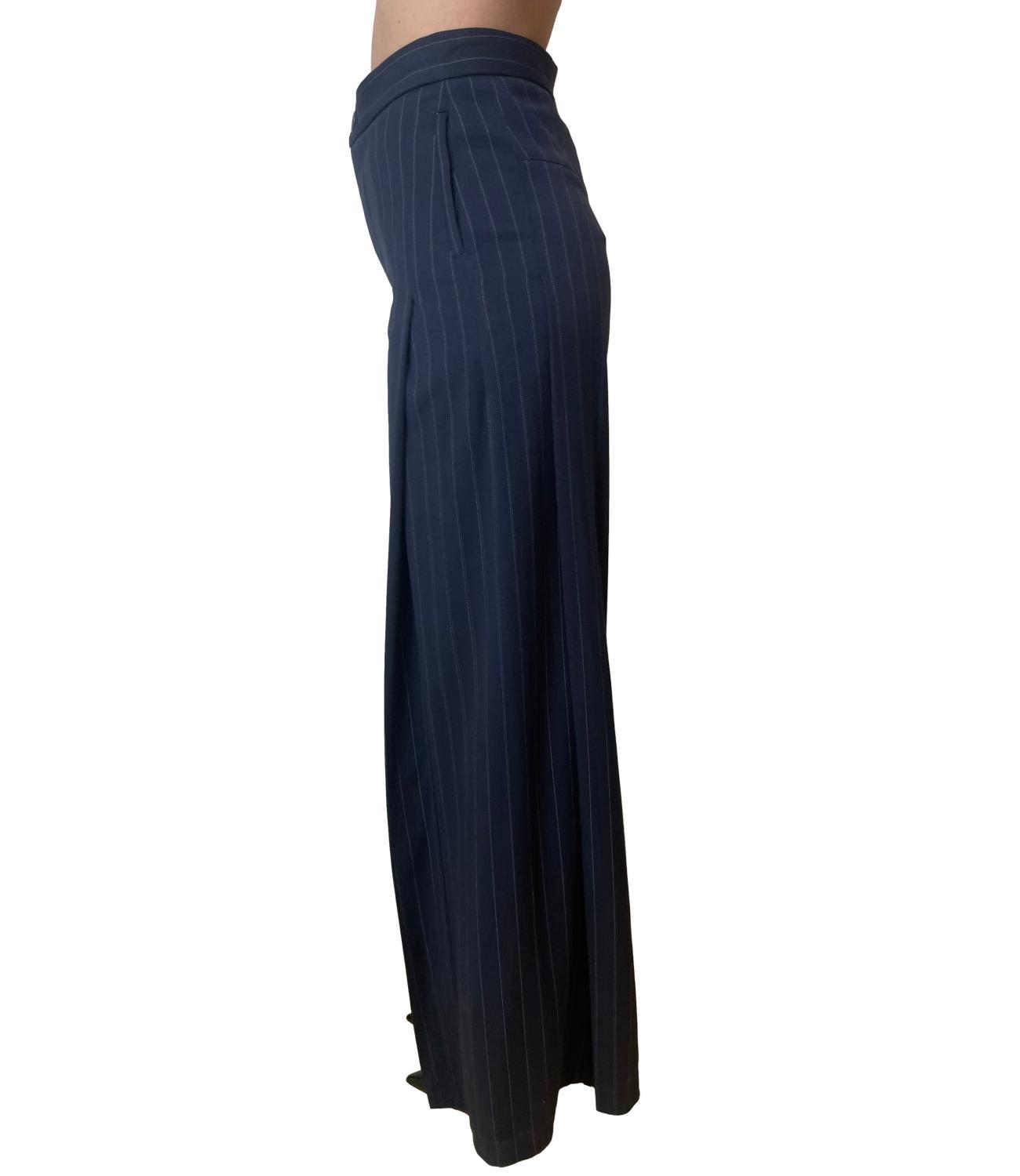 Vicolo Pantalone Gessato Blu Donna
